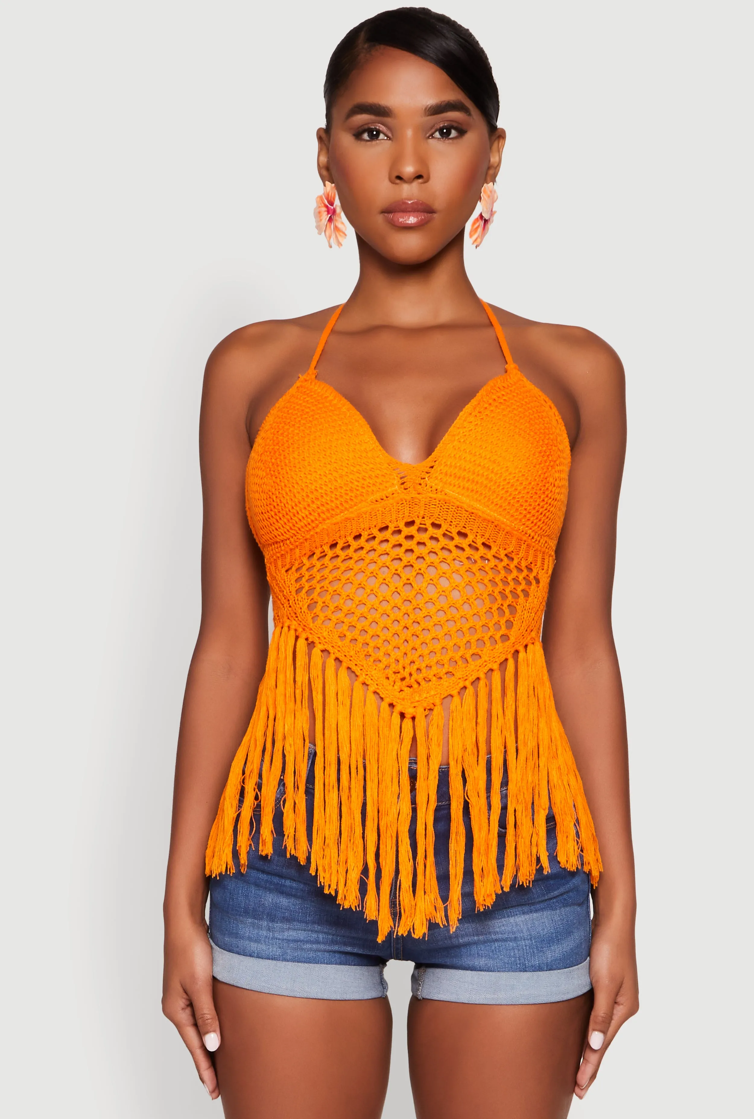 Tie Back Crochet Fringe Halter Top sold by Rainbow product image thumbnail 2