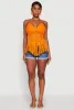 Tie Back Crochet Fringe Halter Top sold by Rainbow