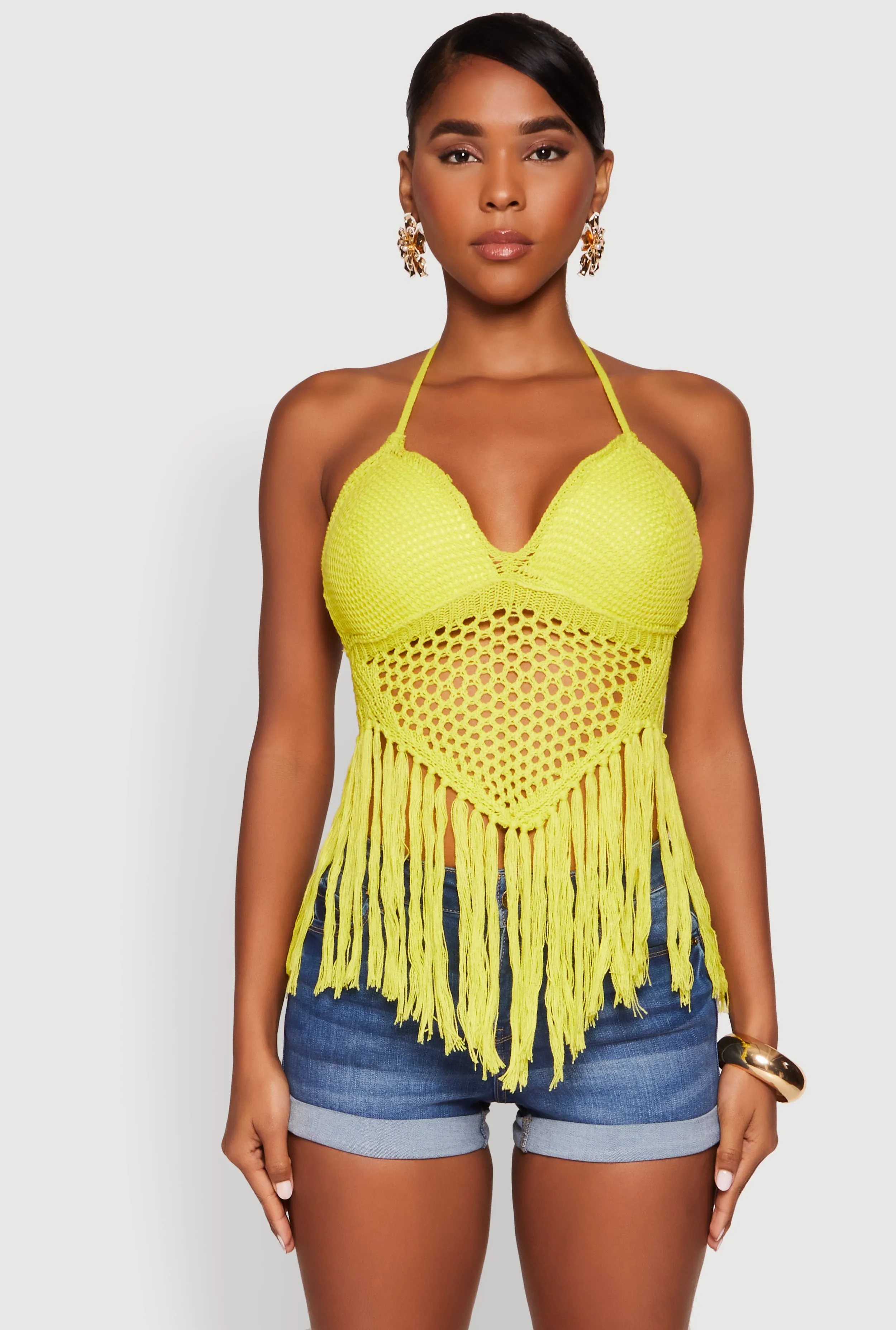 Tie Back Crochet Fringe Halter Top sold by Rainbow product image thumbnail 2