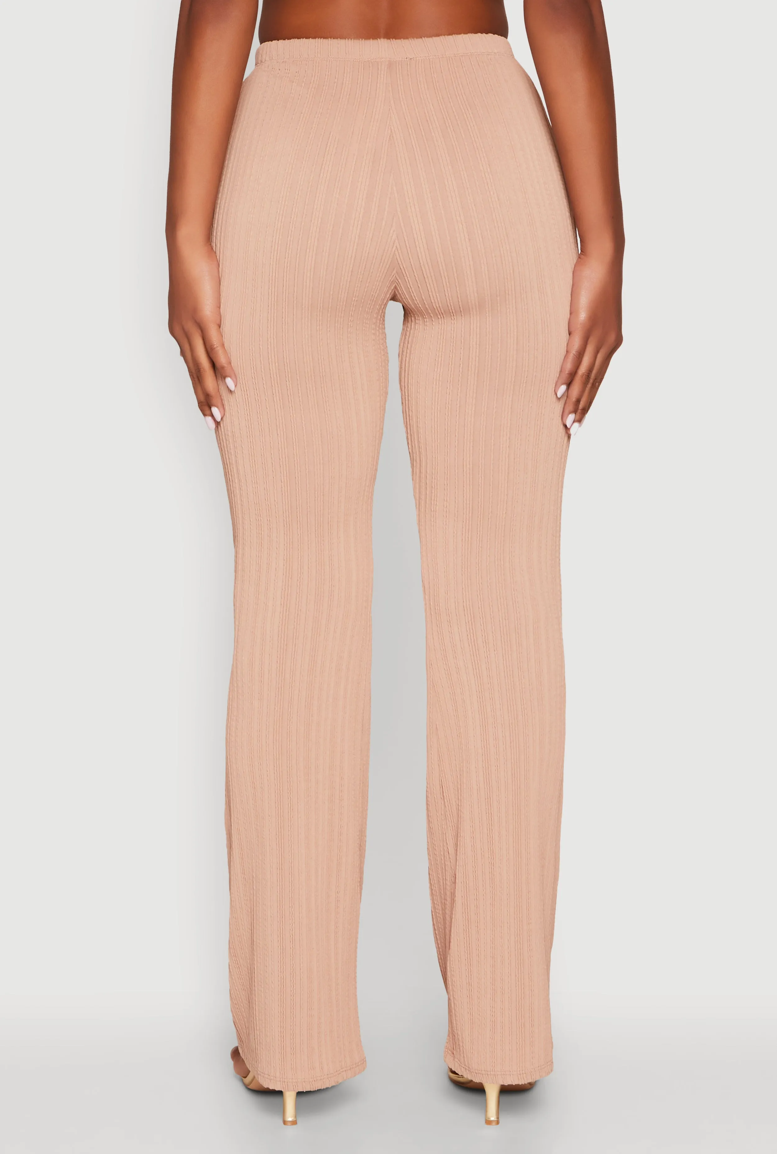 High Waisted Flared Rib Knit Pants sold by Rainbow product image thumbnail 5