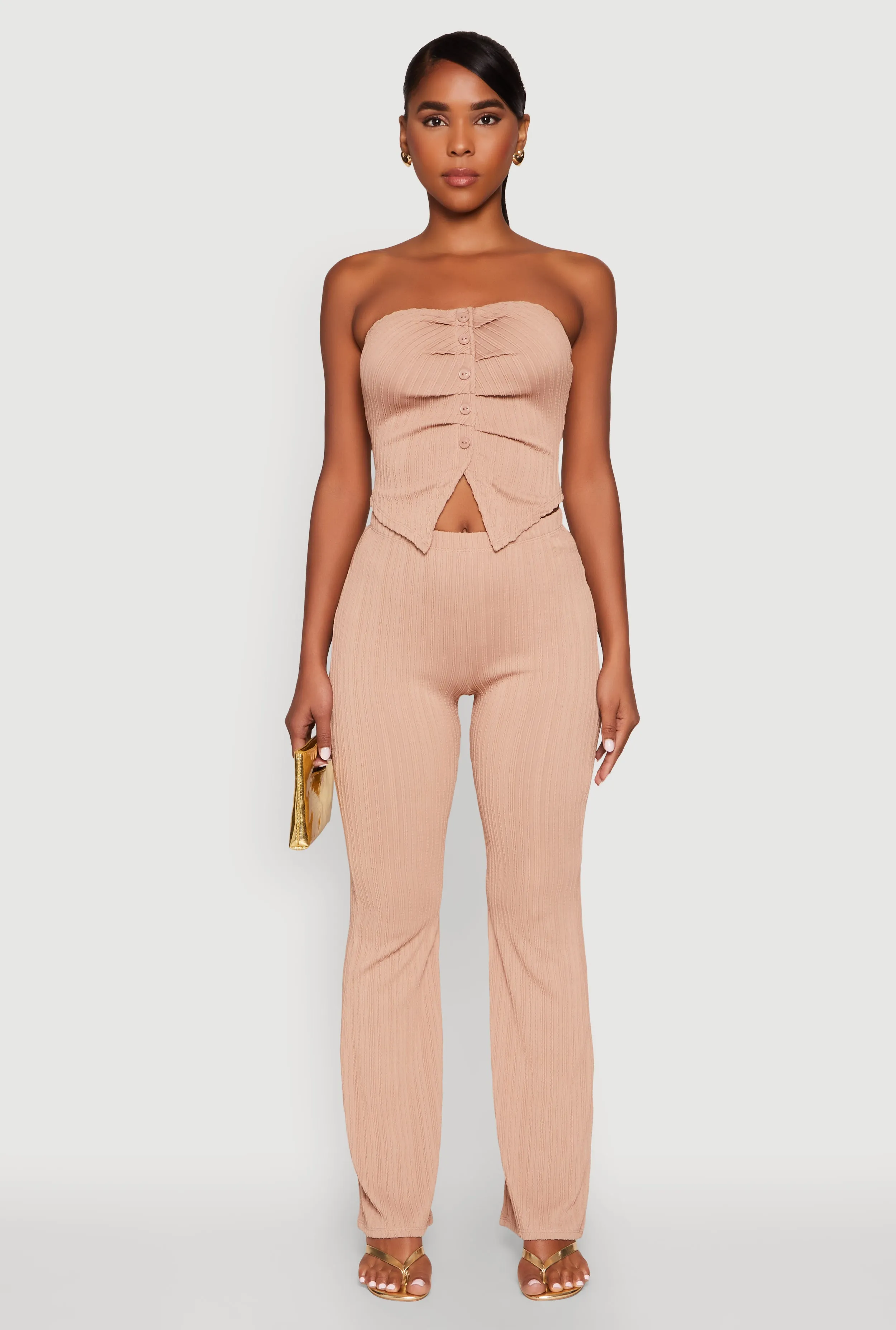 High Waisted Flared Rib Knit Pants sold by Rainbow product image thumbnail 2