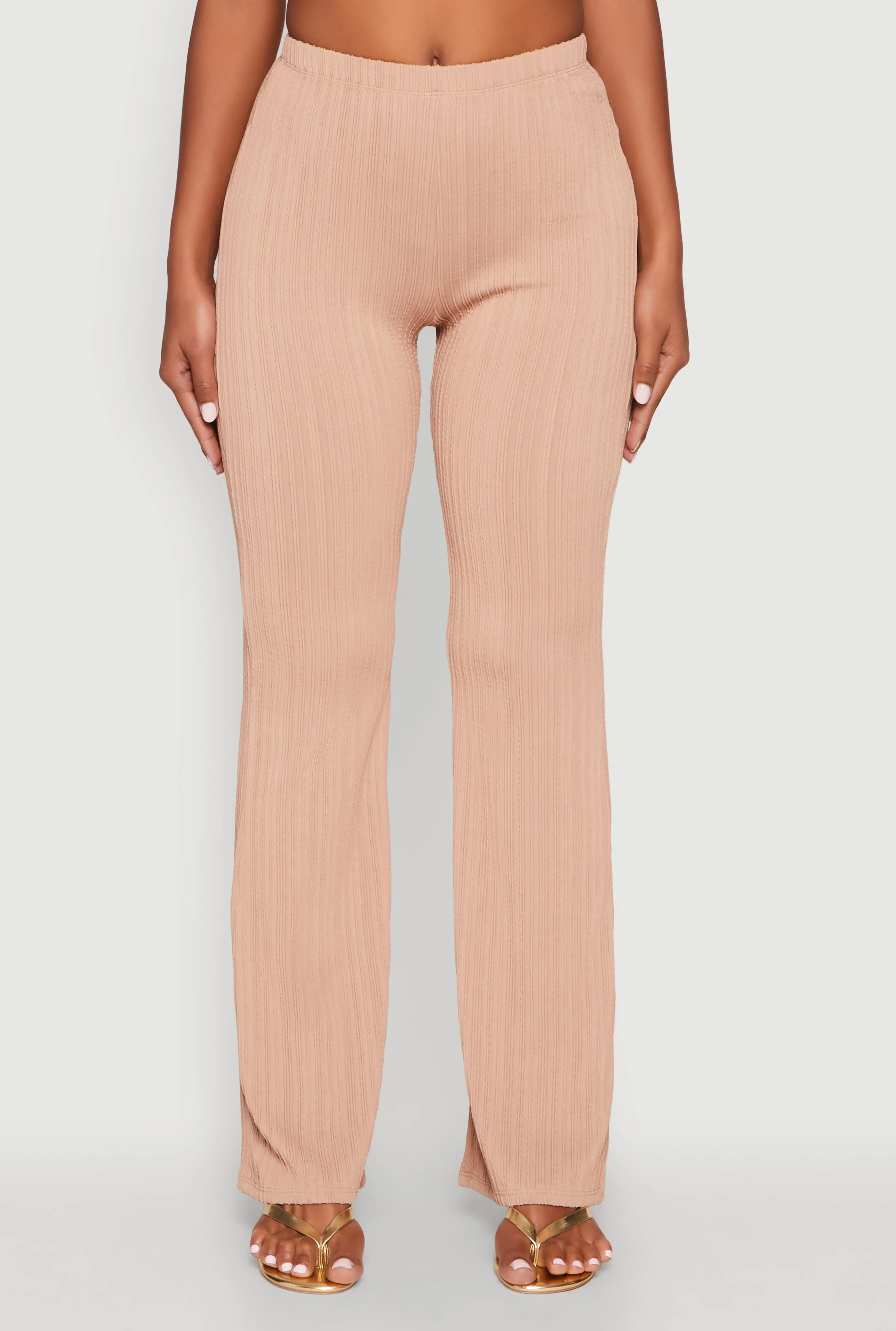 High Waisted Flared Rib Knit Pants sold by Rainbow product image thumbnail 3