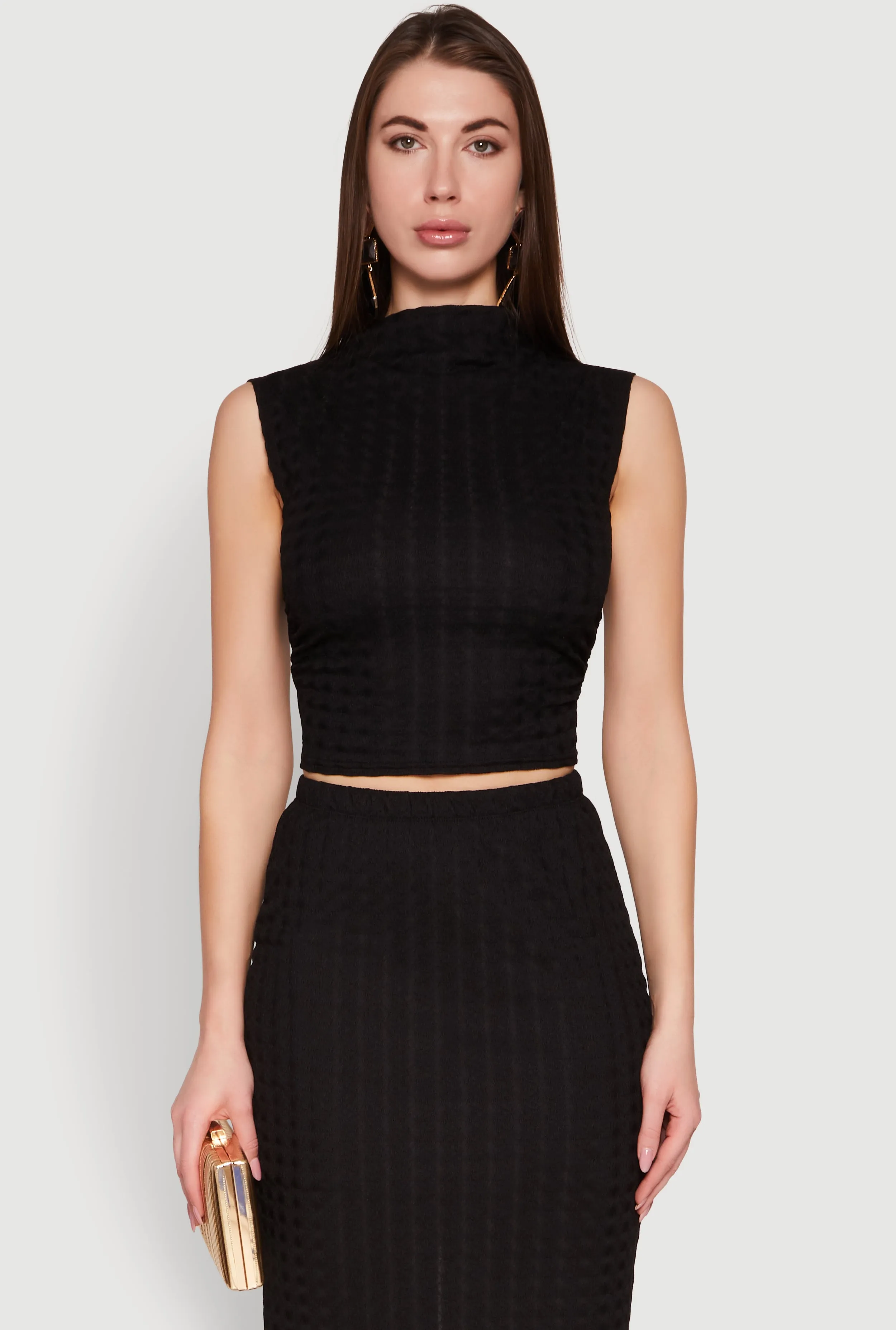 Ruched Funnel Neck Sleeveless Top sold by Rainbow