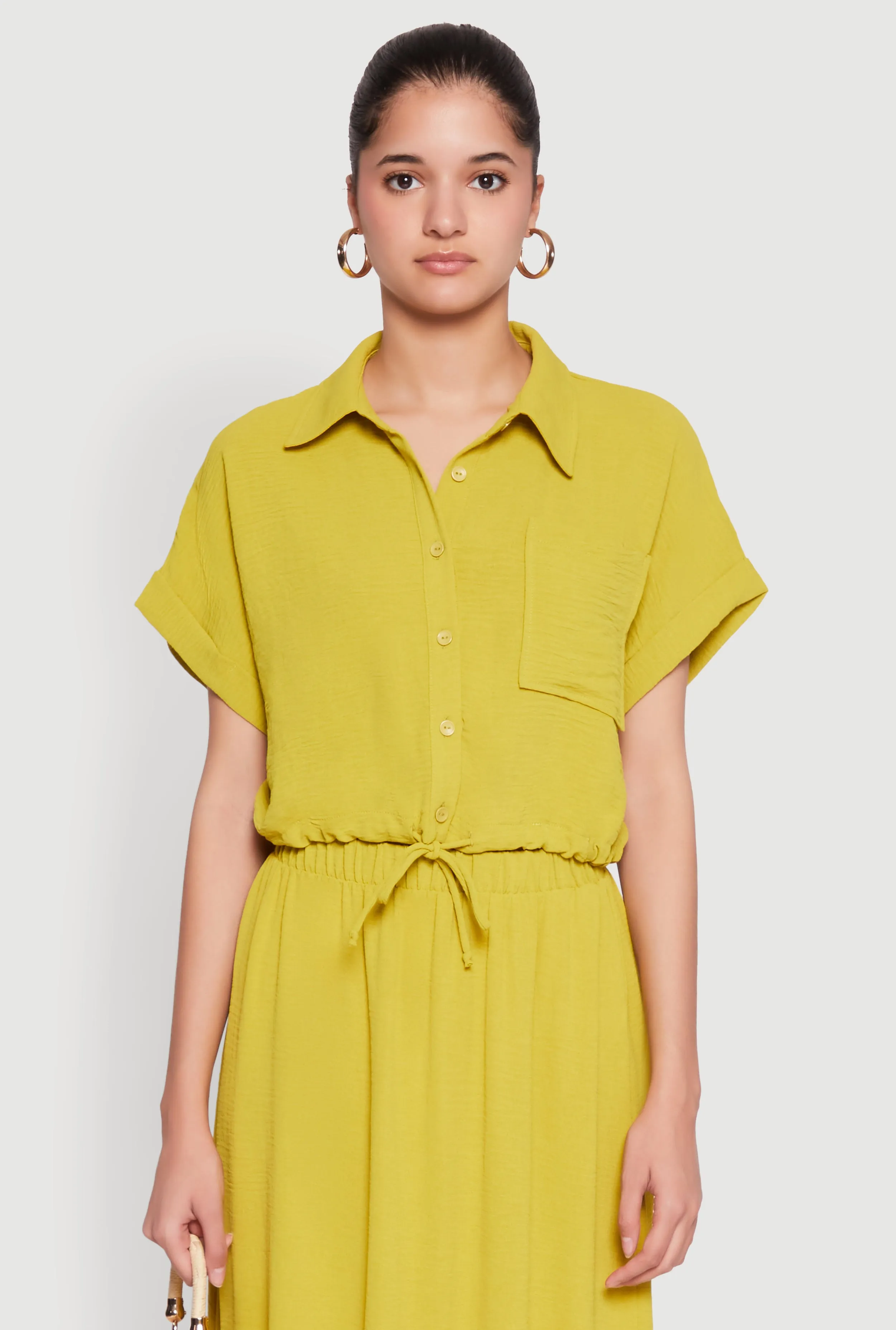 Airy Drawstring Hem Shirt sold by Rainbow