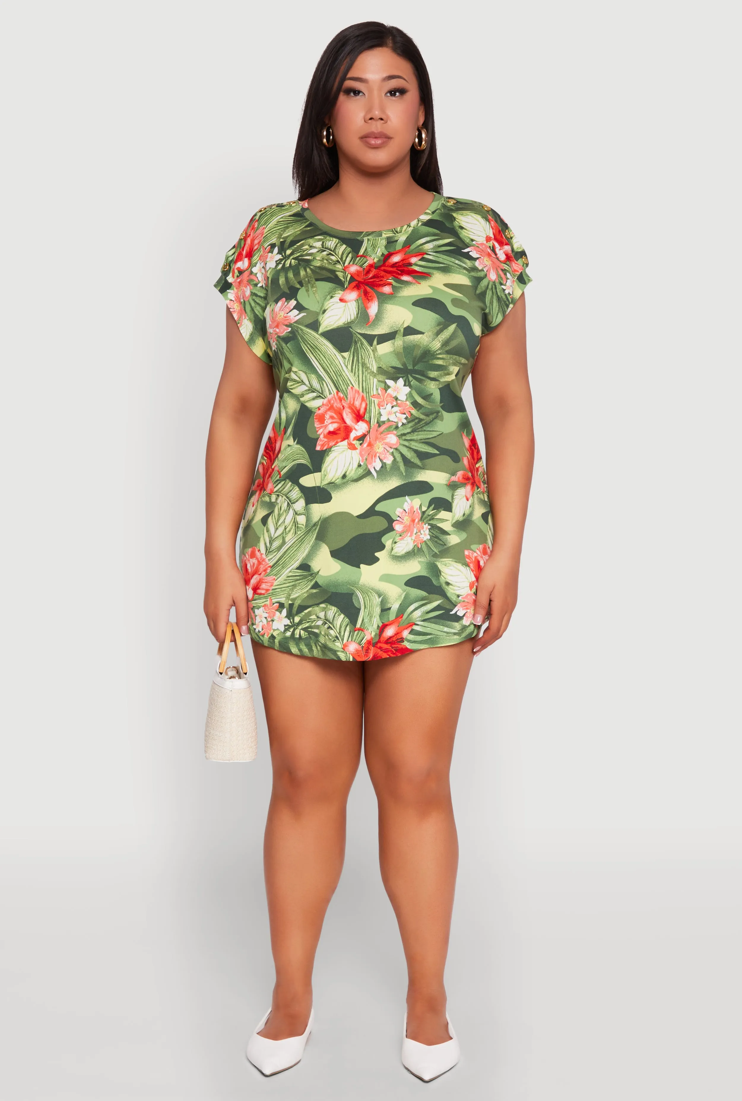 Plus Size Camo Floral Print Mini Dress sold by Rainbow