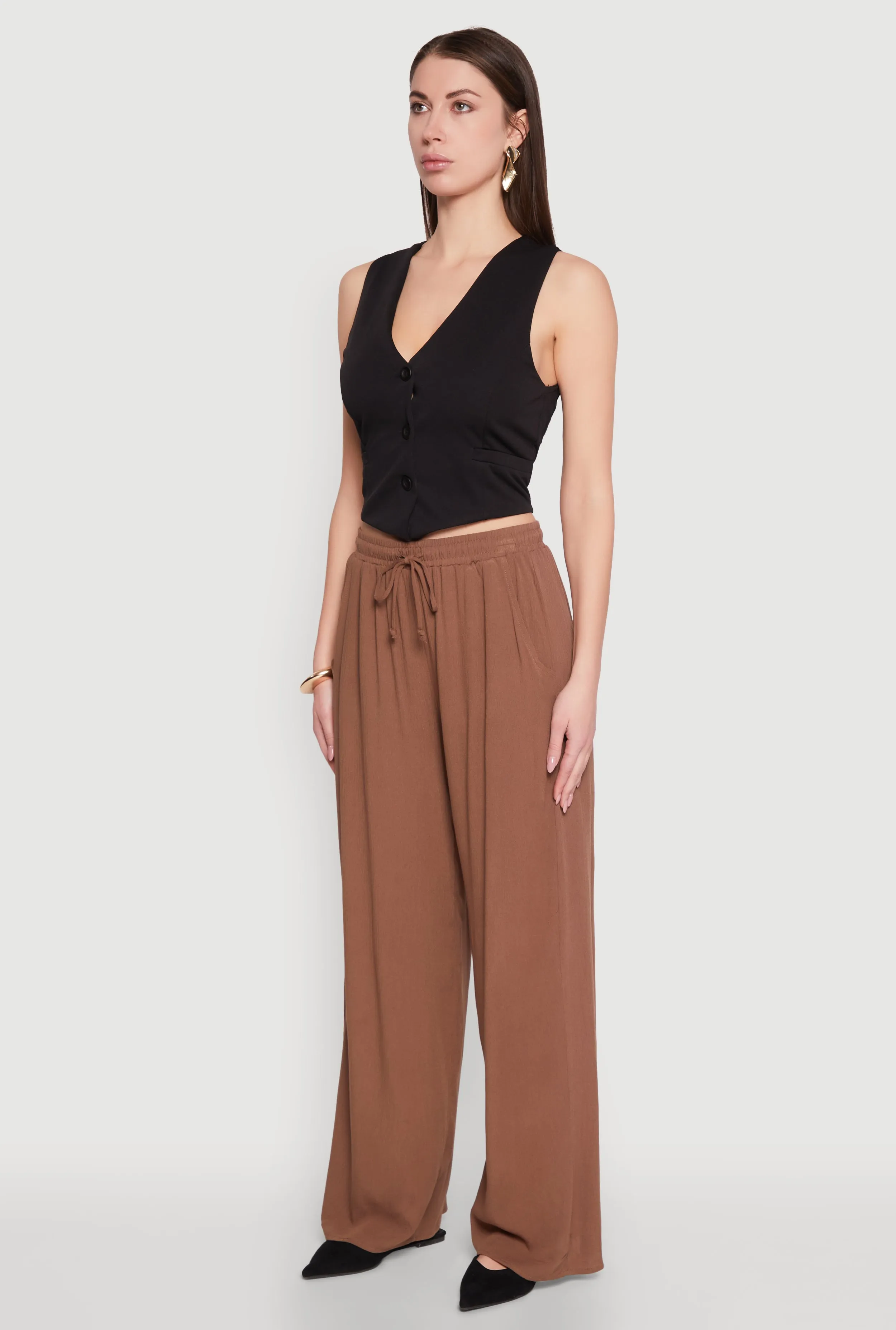 Gauze Knit High Waisted Wide Leg Pants sold by Rainbow product image thumbnail 3