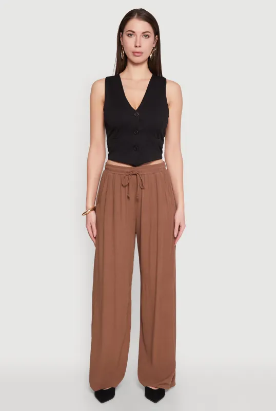 Gauze Knit High Waisted Wide Leg Pants sold by Rainbow