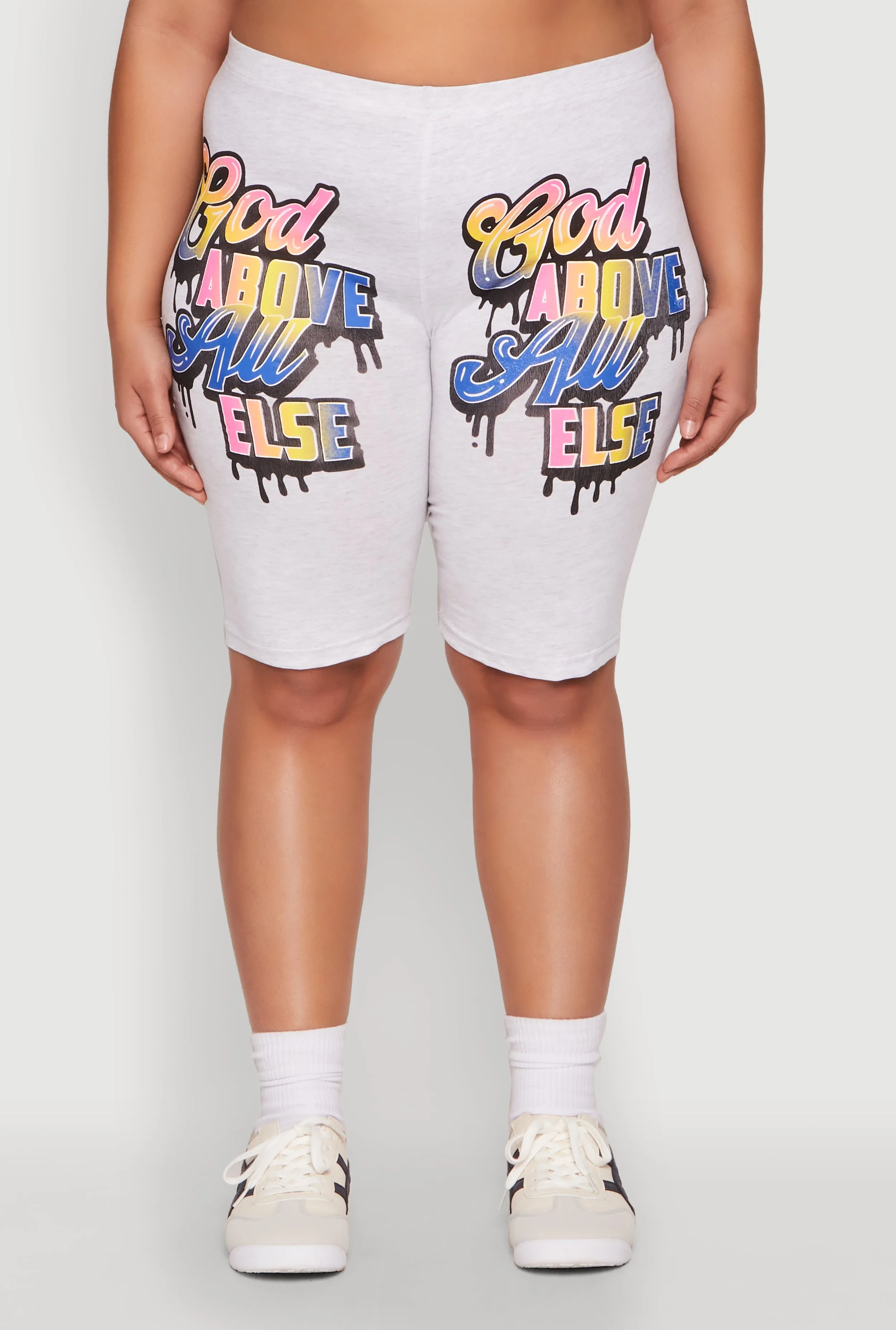 Plus Size God Above All Else Graphic Biker Shorts sold by Rainbow product image thumbnail 5