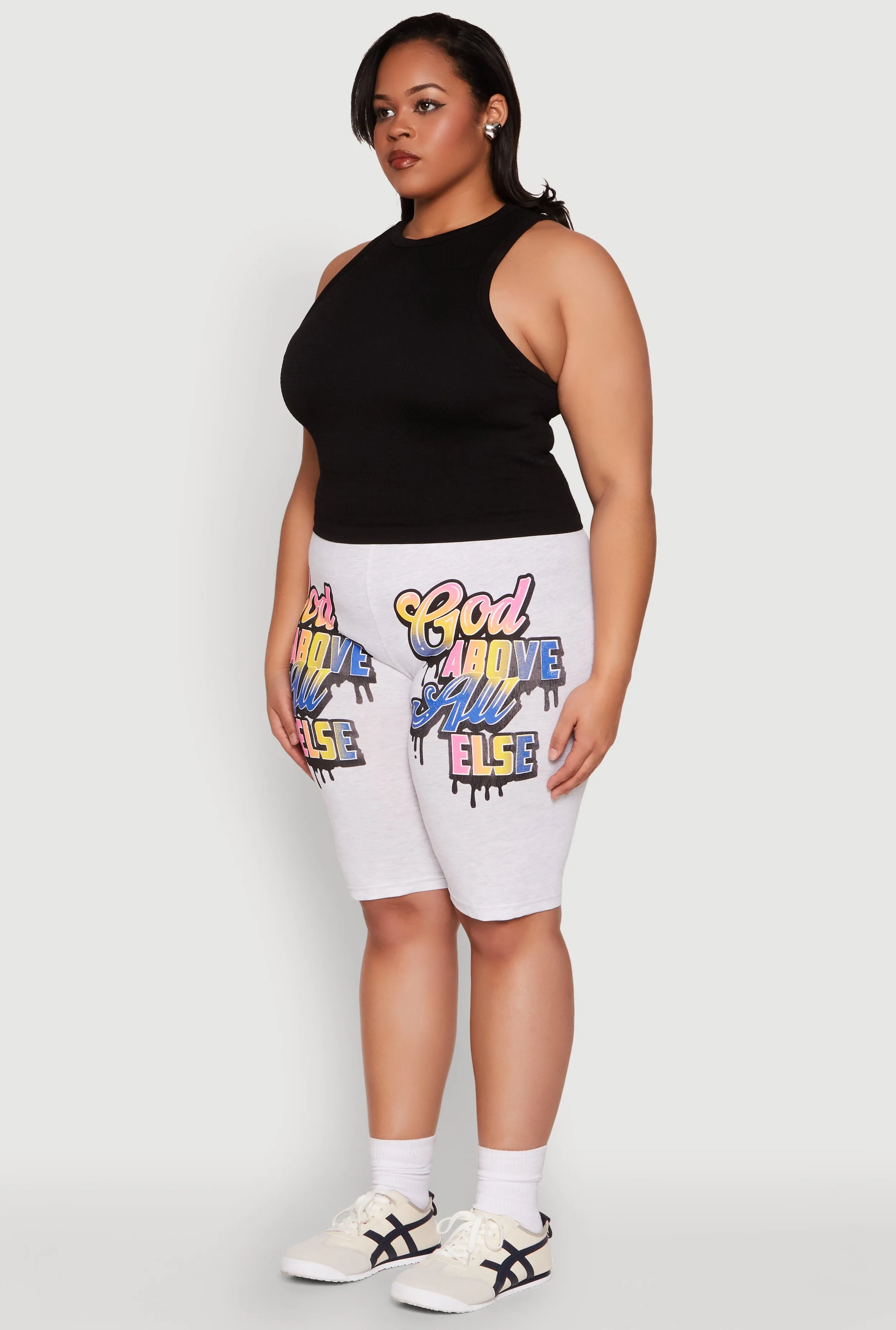Plus Size God Above All Else Graphic Biker Shorts sold by Rainbow product image thumbnail 3