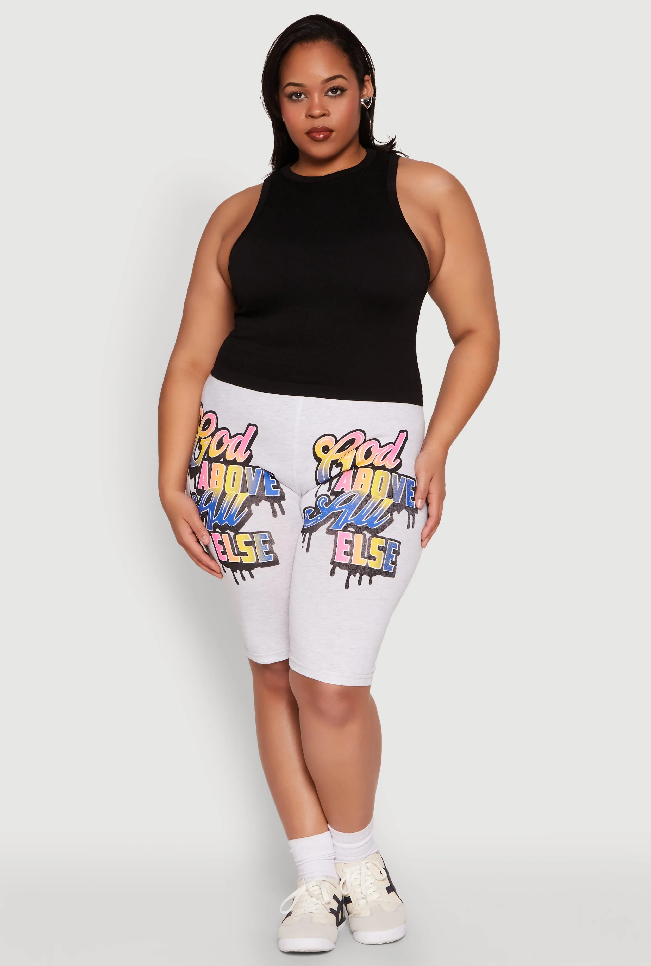 Plus Size God Above All Else Graphic Biker Shorts sold by Rainbow product image thumbnail 2