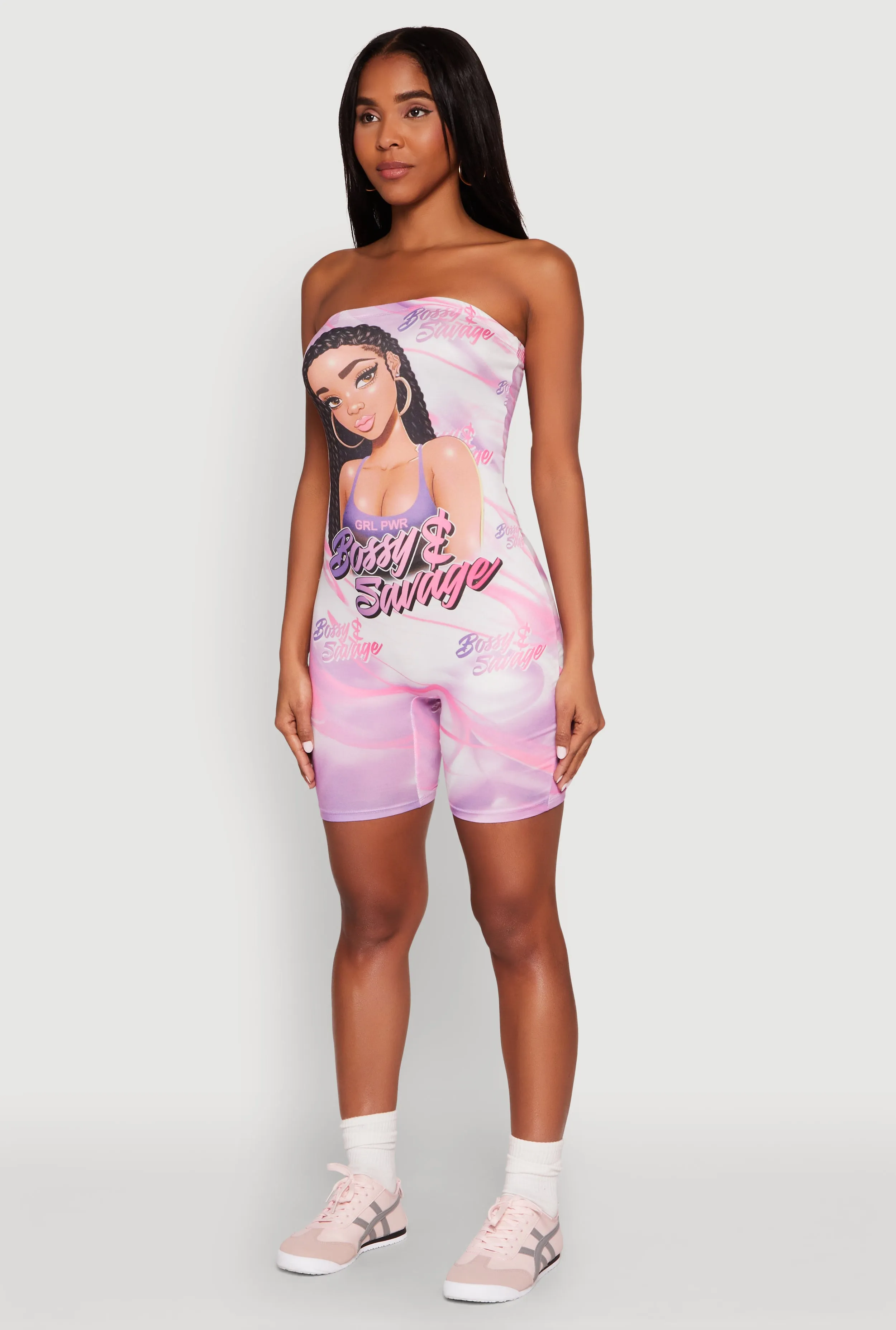 Bossy and Savage Graphic Tube Romper sold by Rainbow product image thumbnail 3