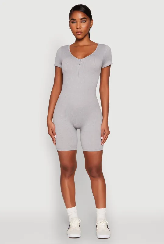 Rib Knit Short Sleeve Romper sold by Rainbow