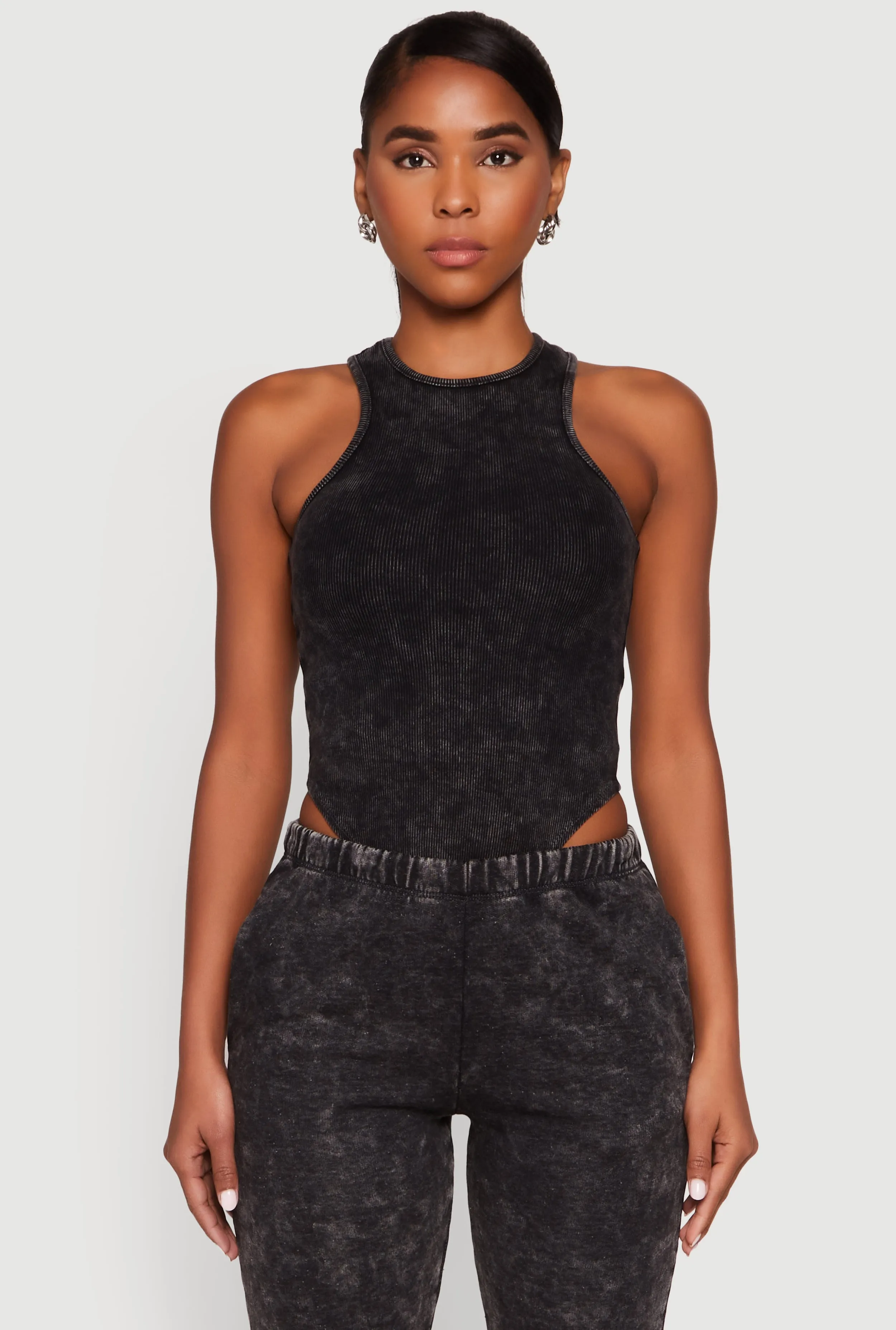 Mineral Wash Rib Knit Bodysuit sold by Rainbow