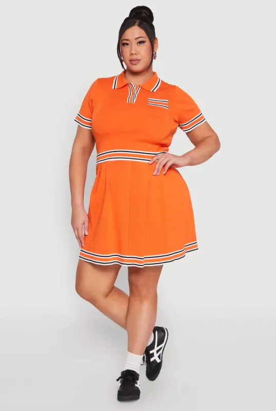 Plus Size Daisy Varsity Stripe Pleated Skirt sold by Rainbow
