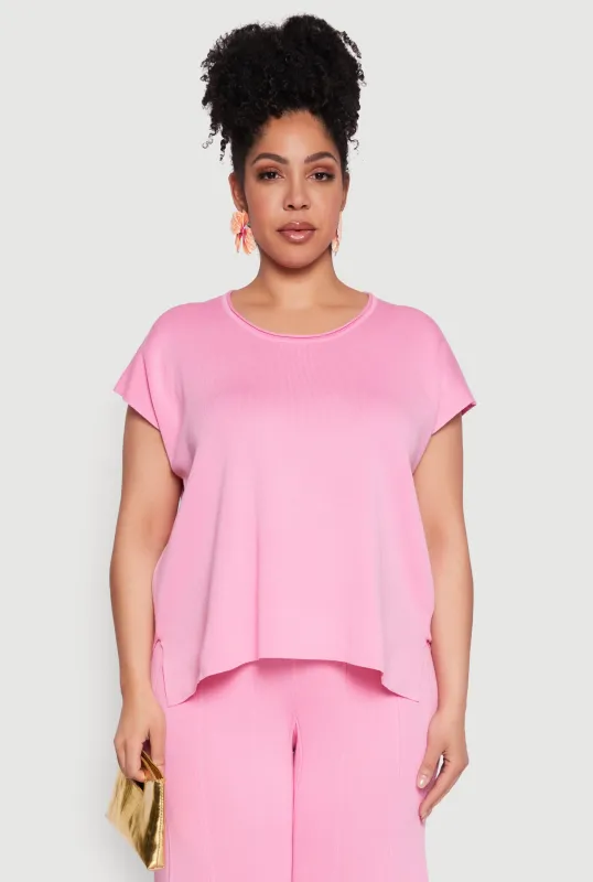 Plus Size Daisy Knitted Crew Neck Top sold by Rainbow