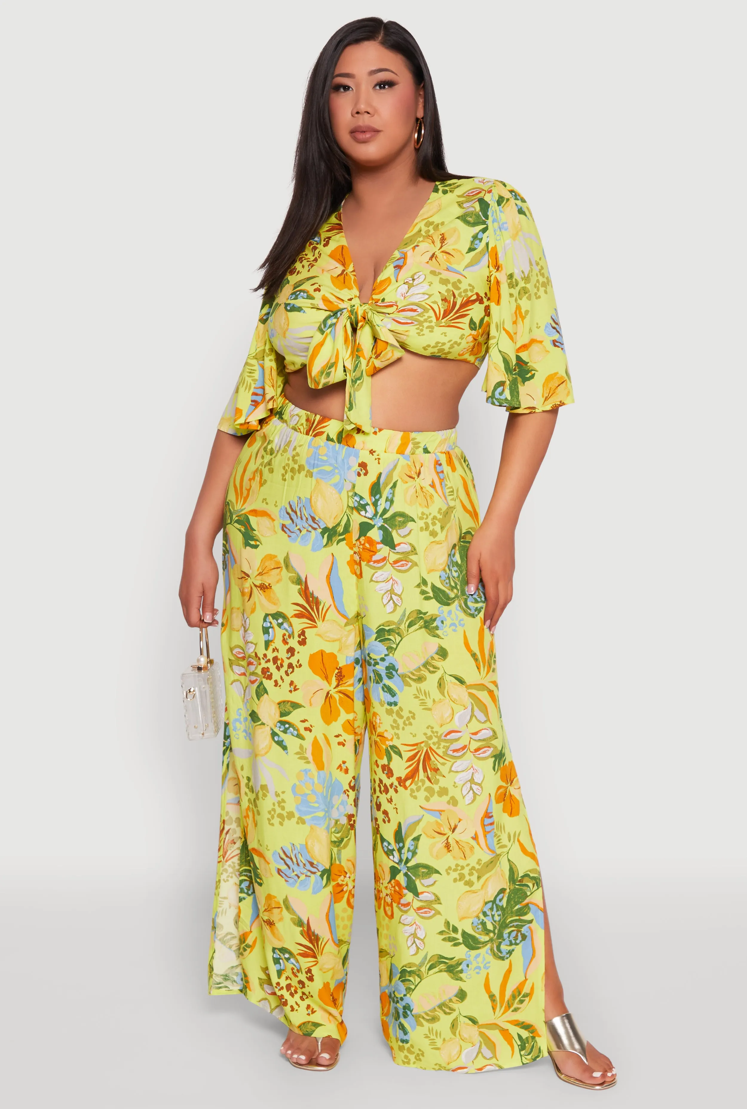 Plus Size Tropical Floral Palazzo Pants sold by Rainbow