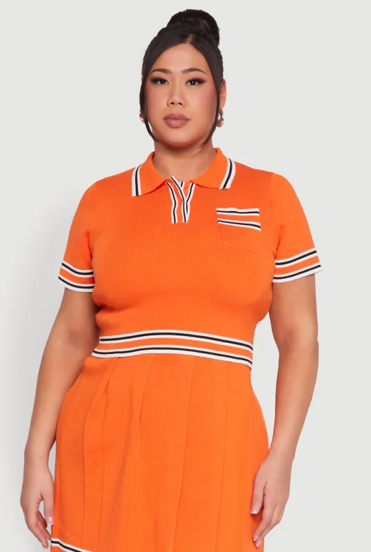 Plus Size Daisy Varsity Stripe Crop Top sold by Rainbow