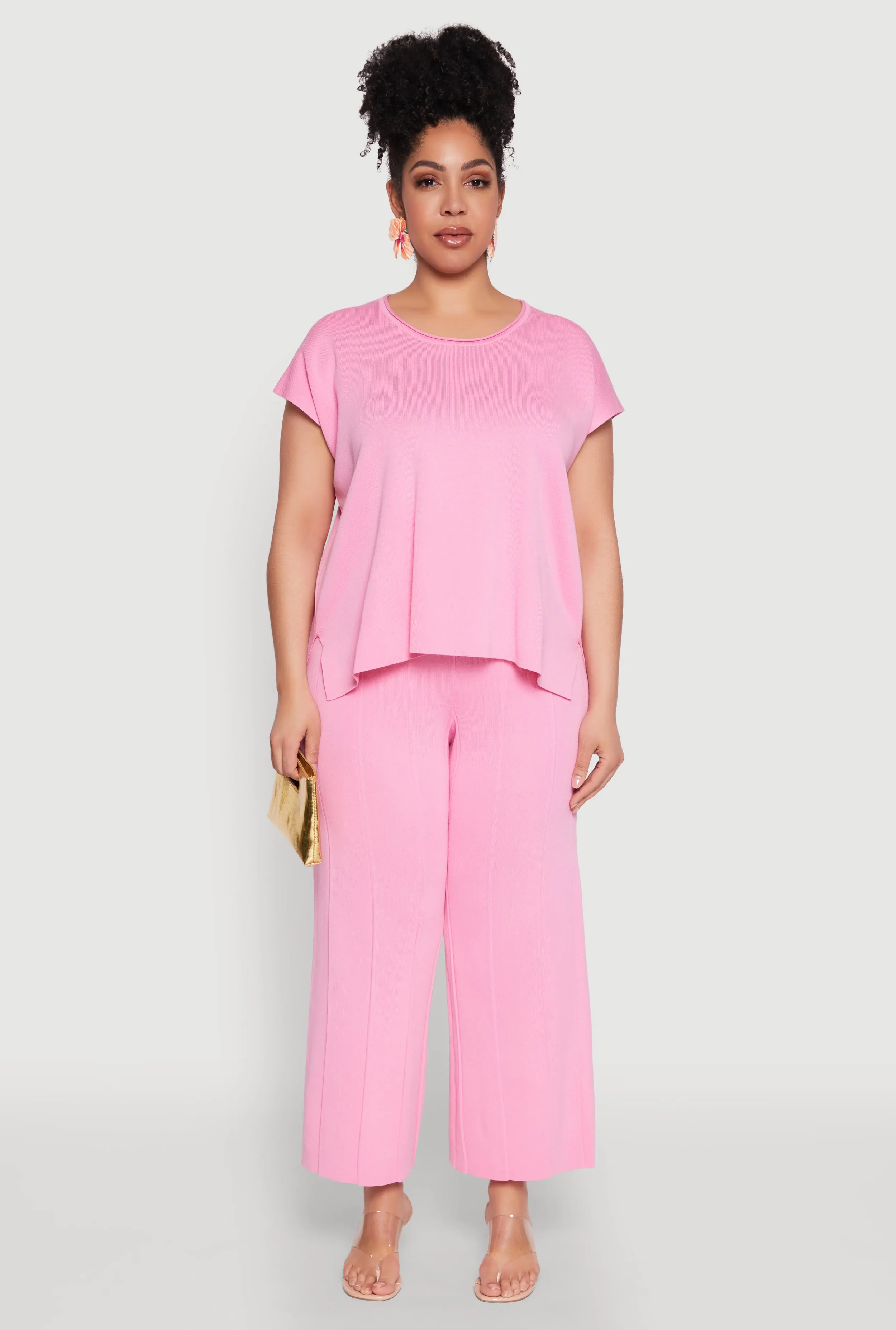 Plus Size Daisy Knitted Pintuck Wide Leg Pants sold by Rainbow product image thumbnail 2