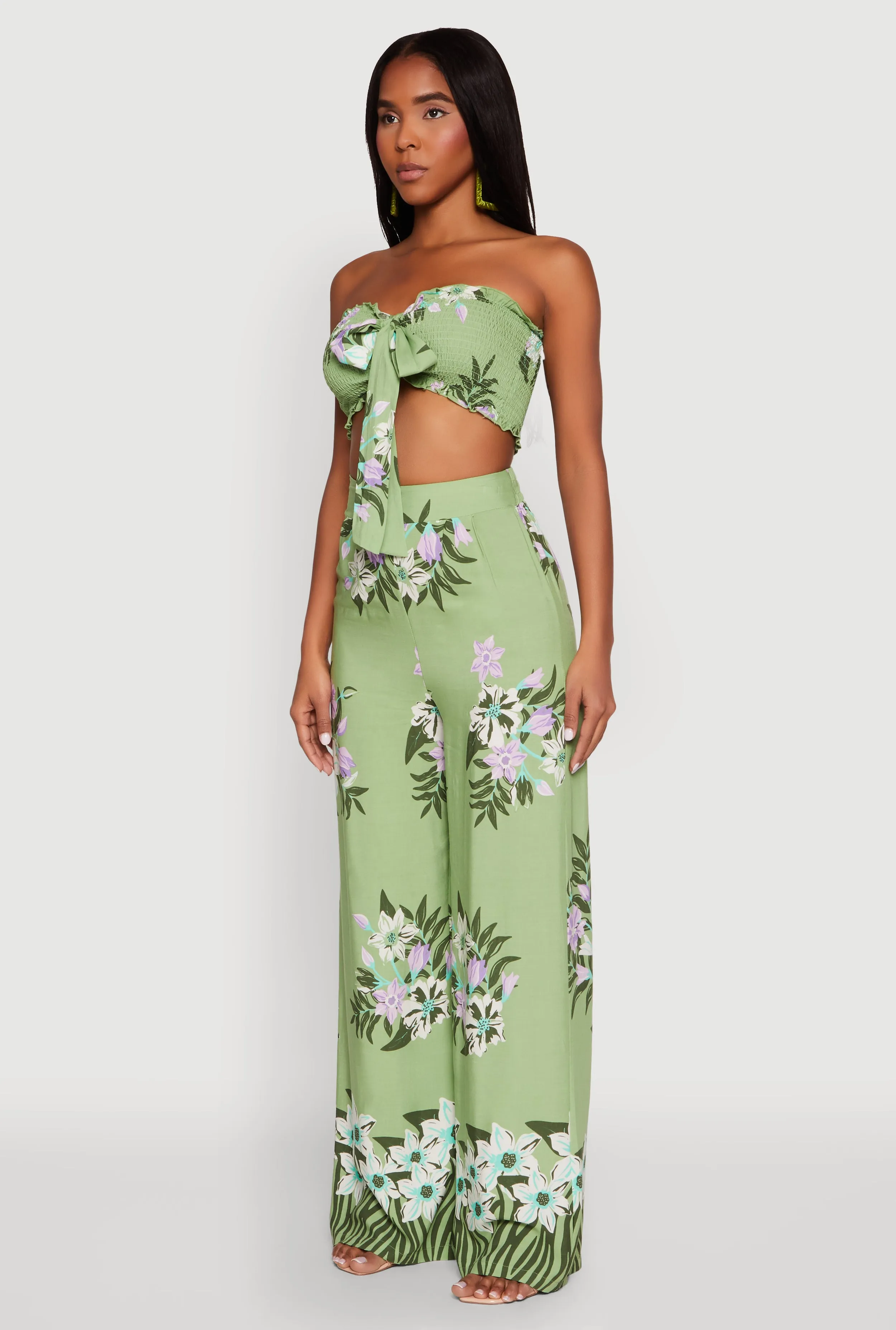 Floral Smocked Tie Front Tube Top sold by Rainbow product image thumbnail 5