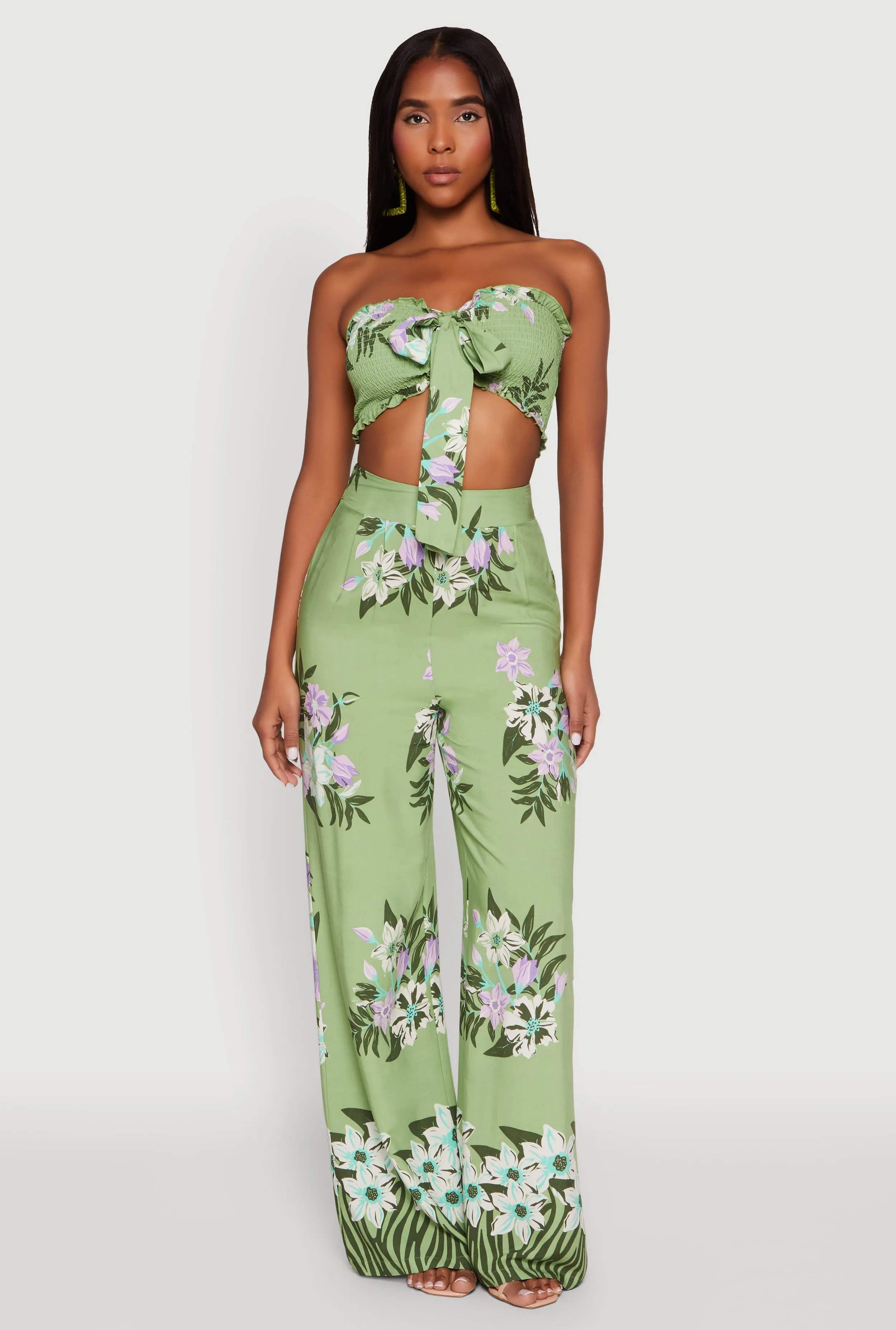 Floral Smocked Tie Front Tube Top sold by Rainbow product image thumbnail 3