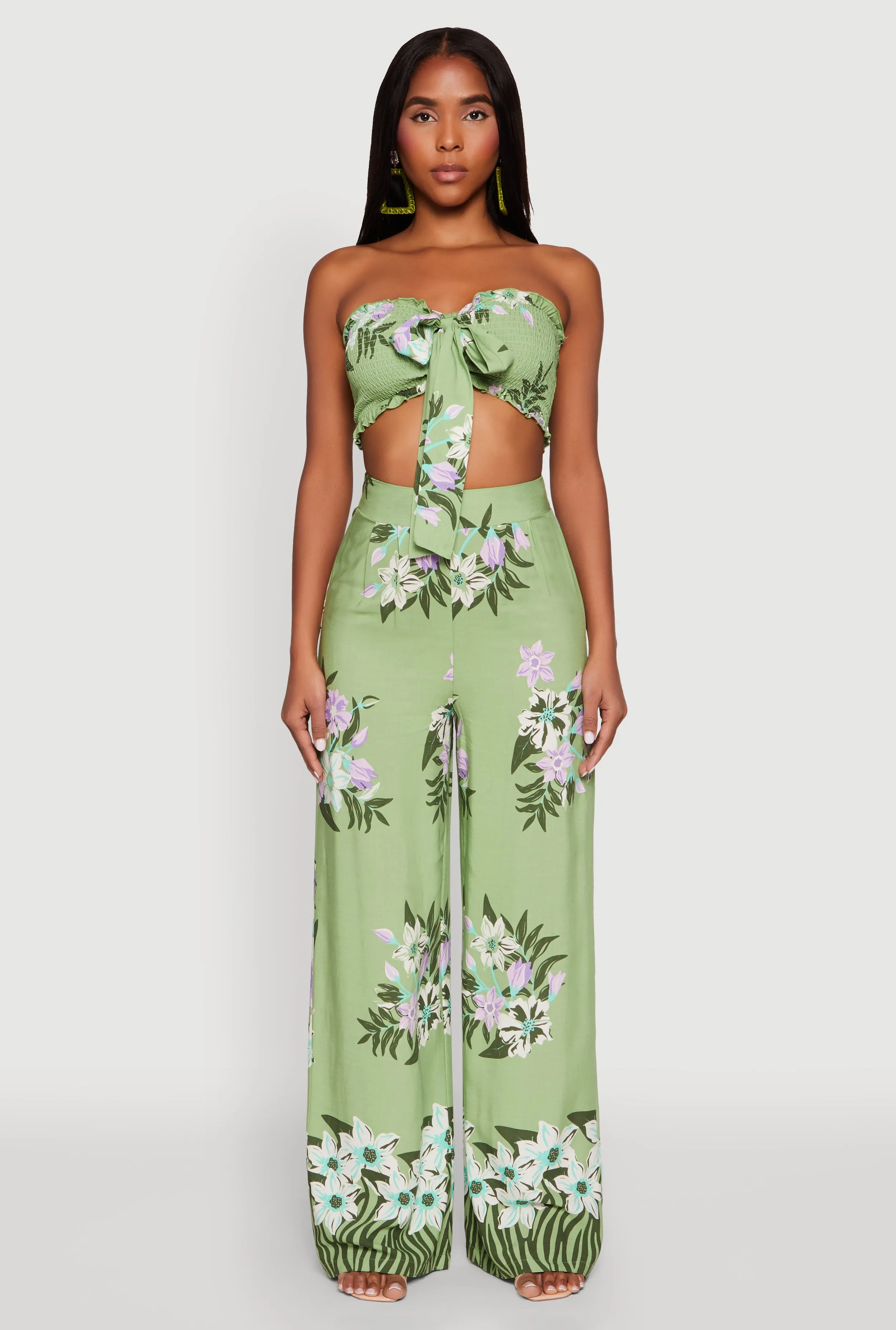 Floral Smocked Tie Front Tube Top sold by Rainbow product image thumbnail 2