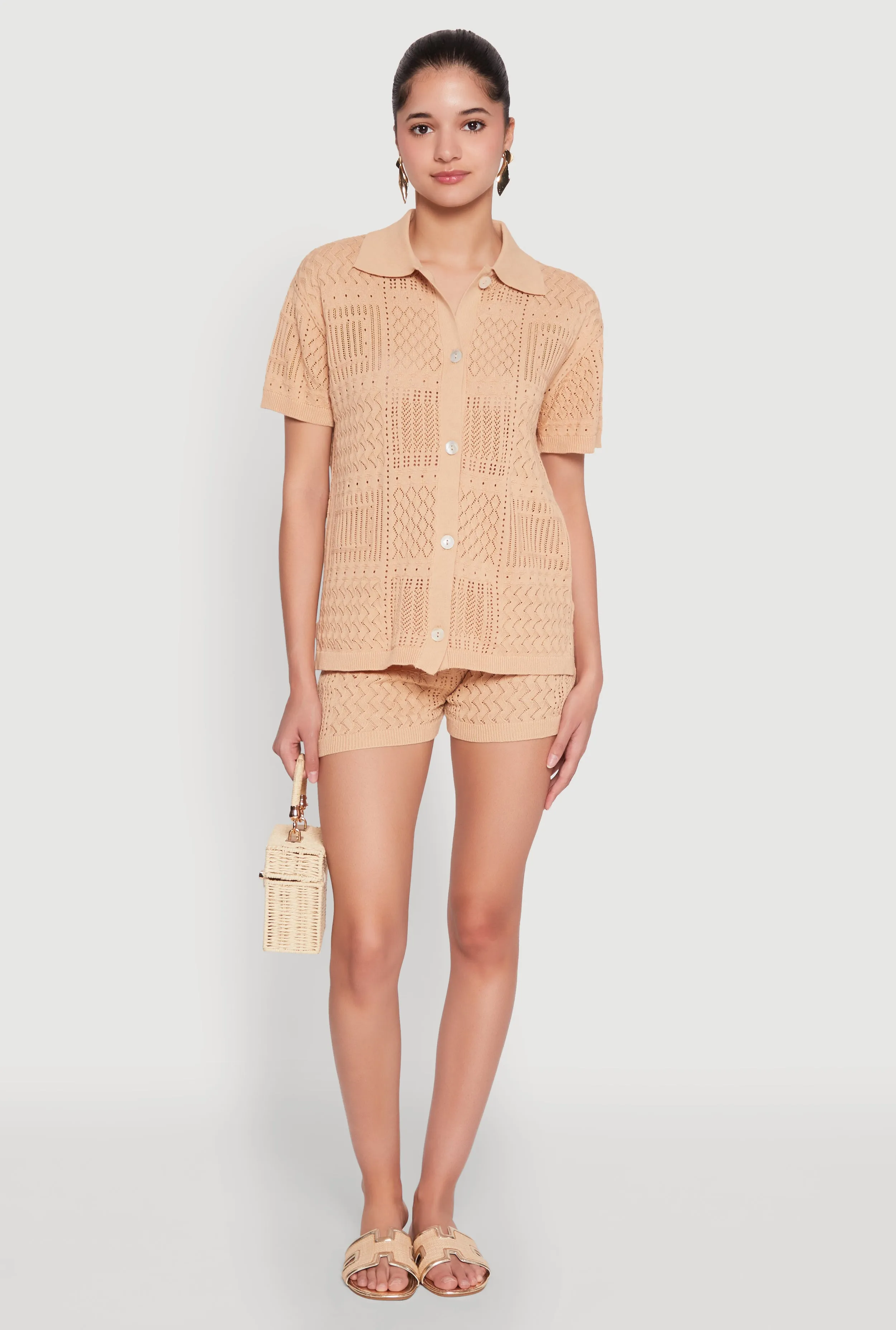 Pointelle Crochet Button Front Shirt sold by Rainbow product image thumbnail 3