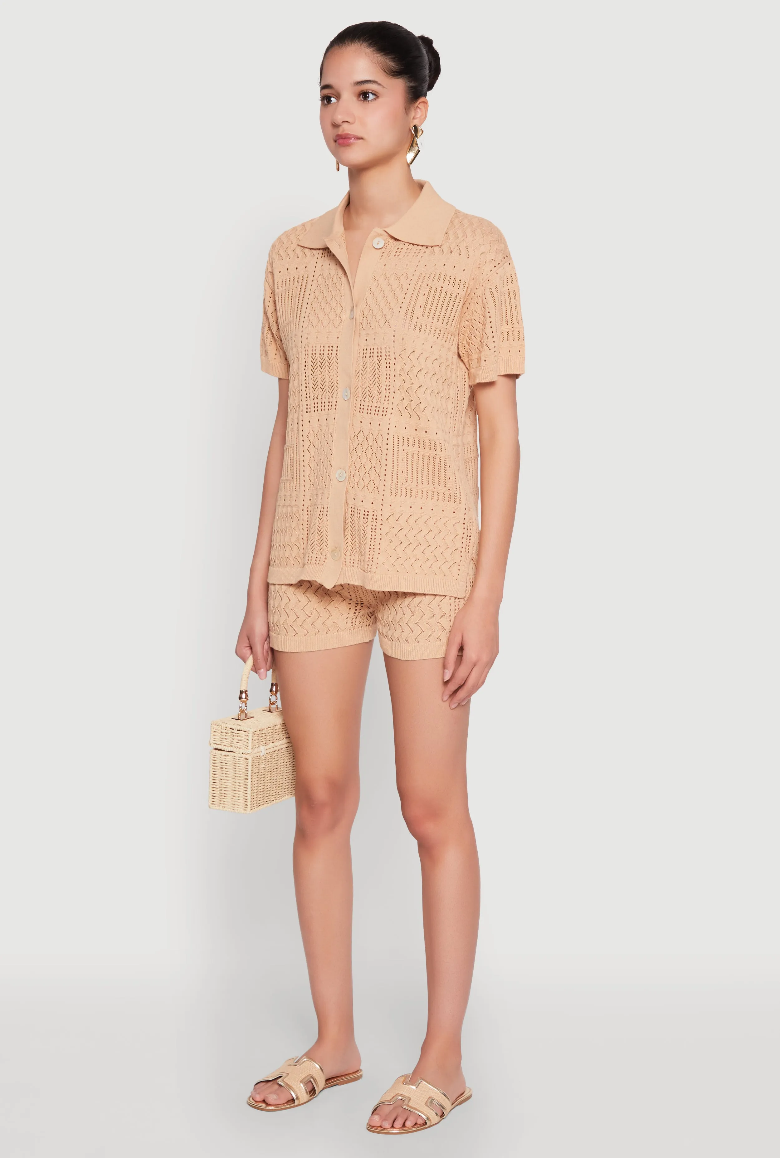 Pointelle Crochet Button Front Shirt sold by Rainbow product image thumbnail 5