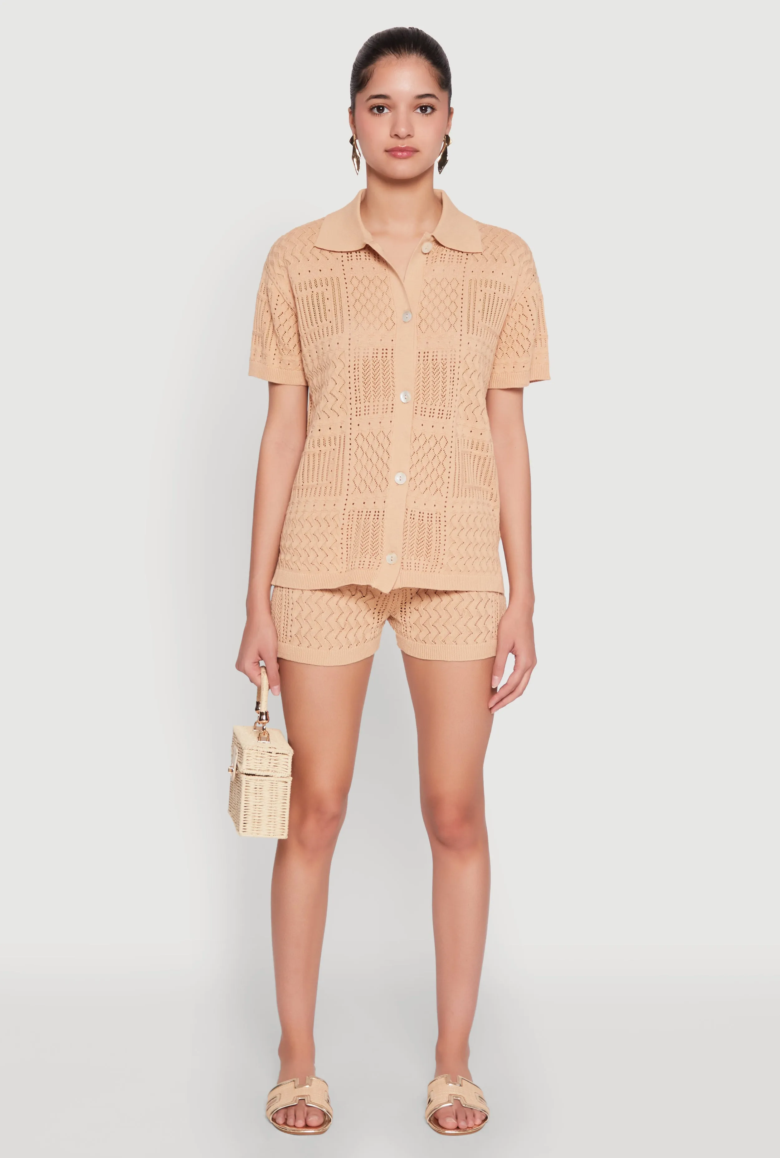 Pointelle Crochet Button Front Shirt sold by Rainbow product image thumbnail 2