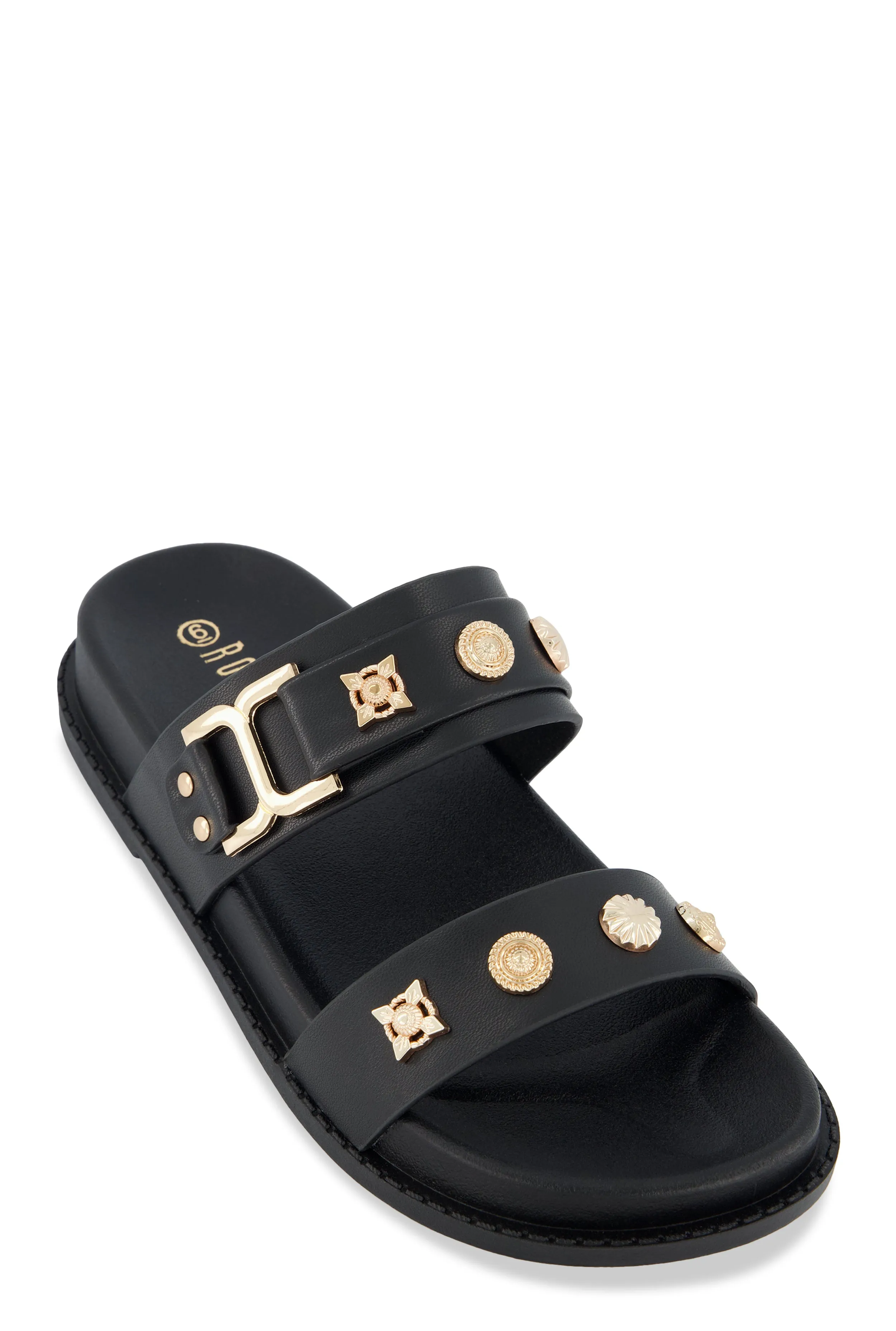 Embellished Double Band Slide Sandals sold by Rainbow