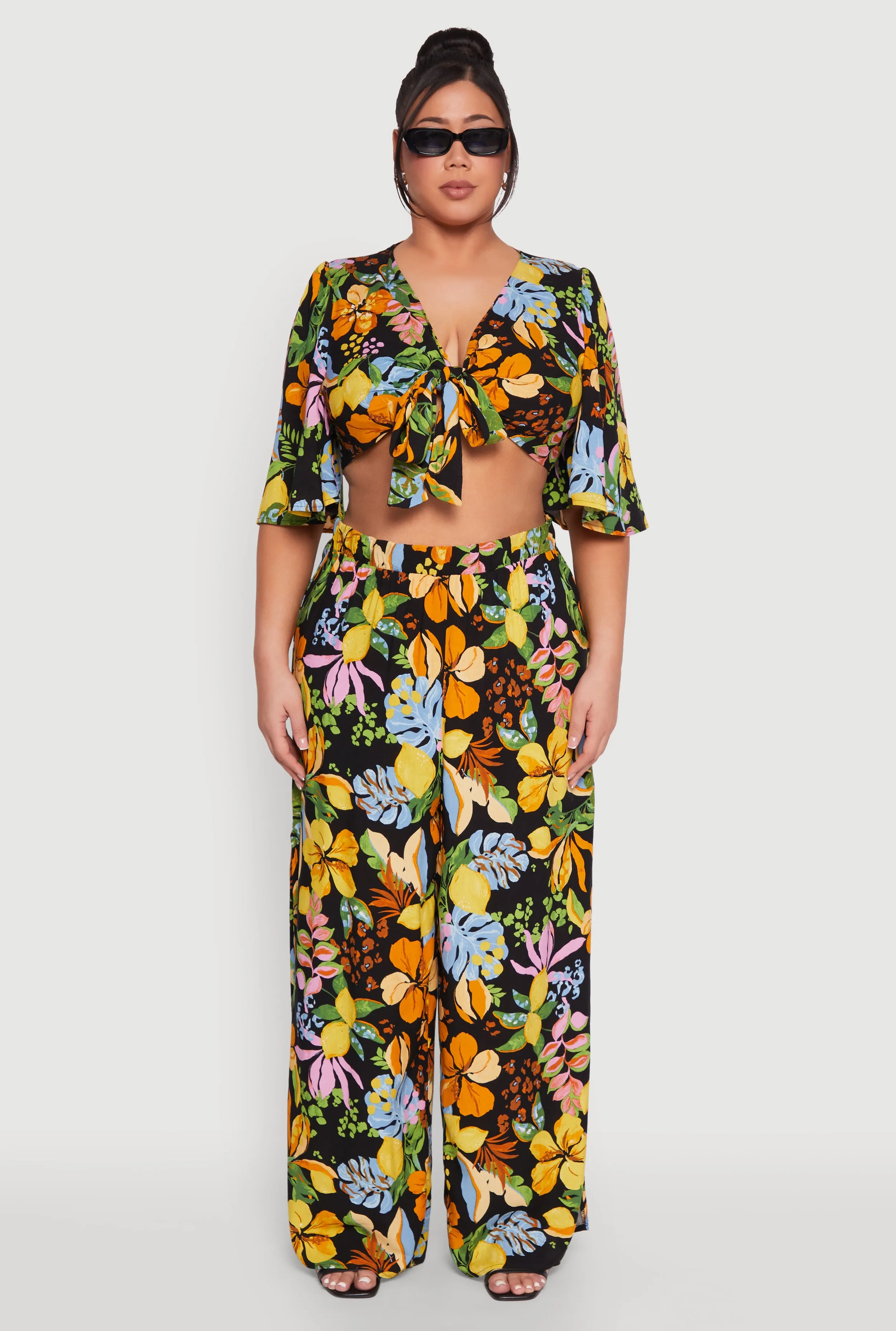 Plus Size Tropical Floral Palazzo Pants sold by Rainbow