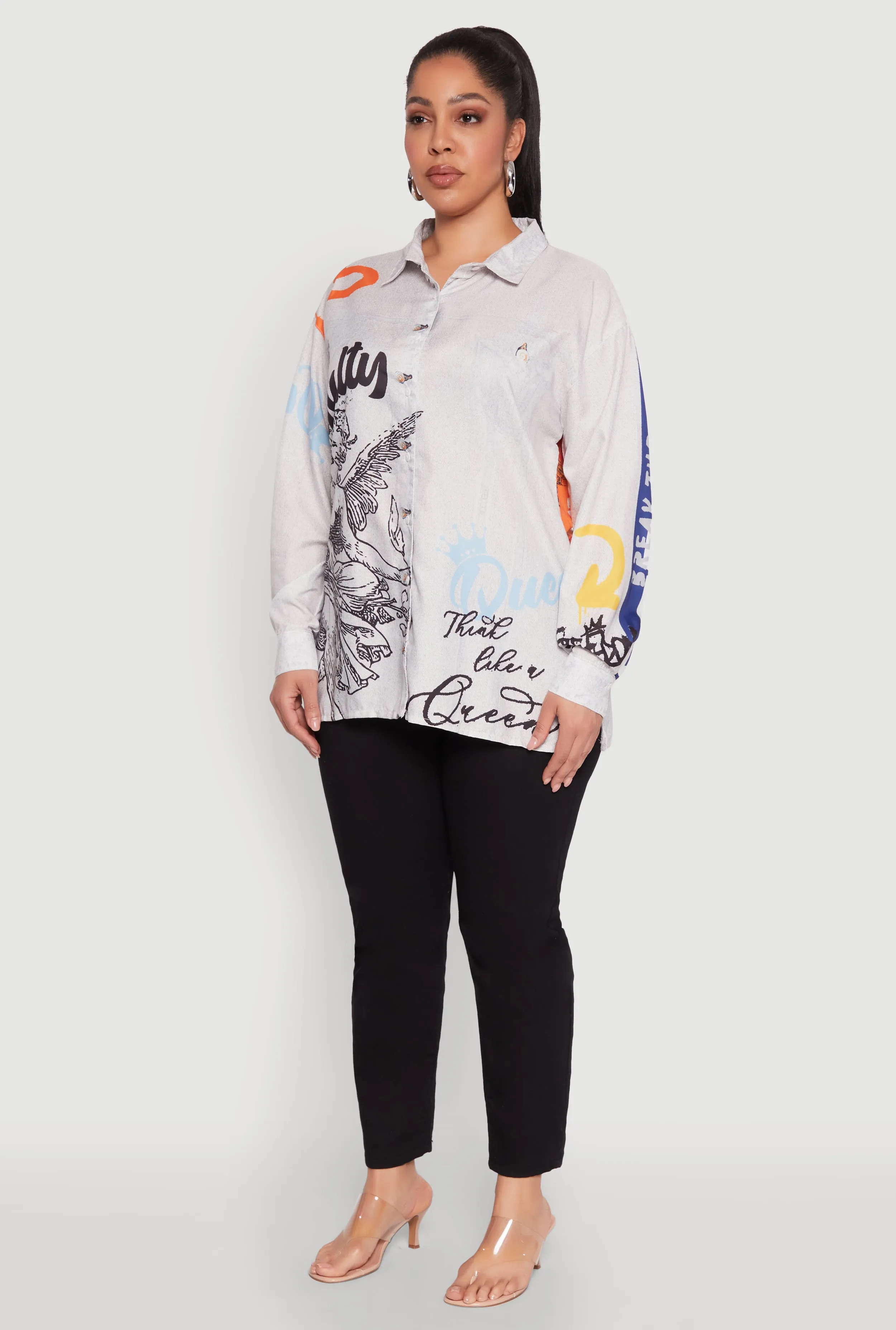Plus Size Graffiti Denim Graphic Shirt sold by Rainbow product image thumbnail 5