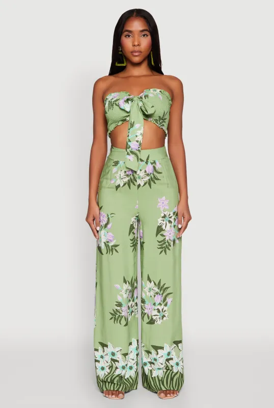 High Waist Floral Palazzo Pants sold by Rainbow