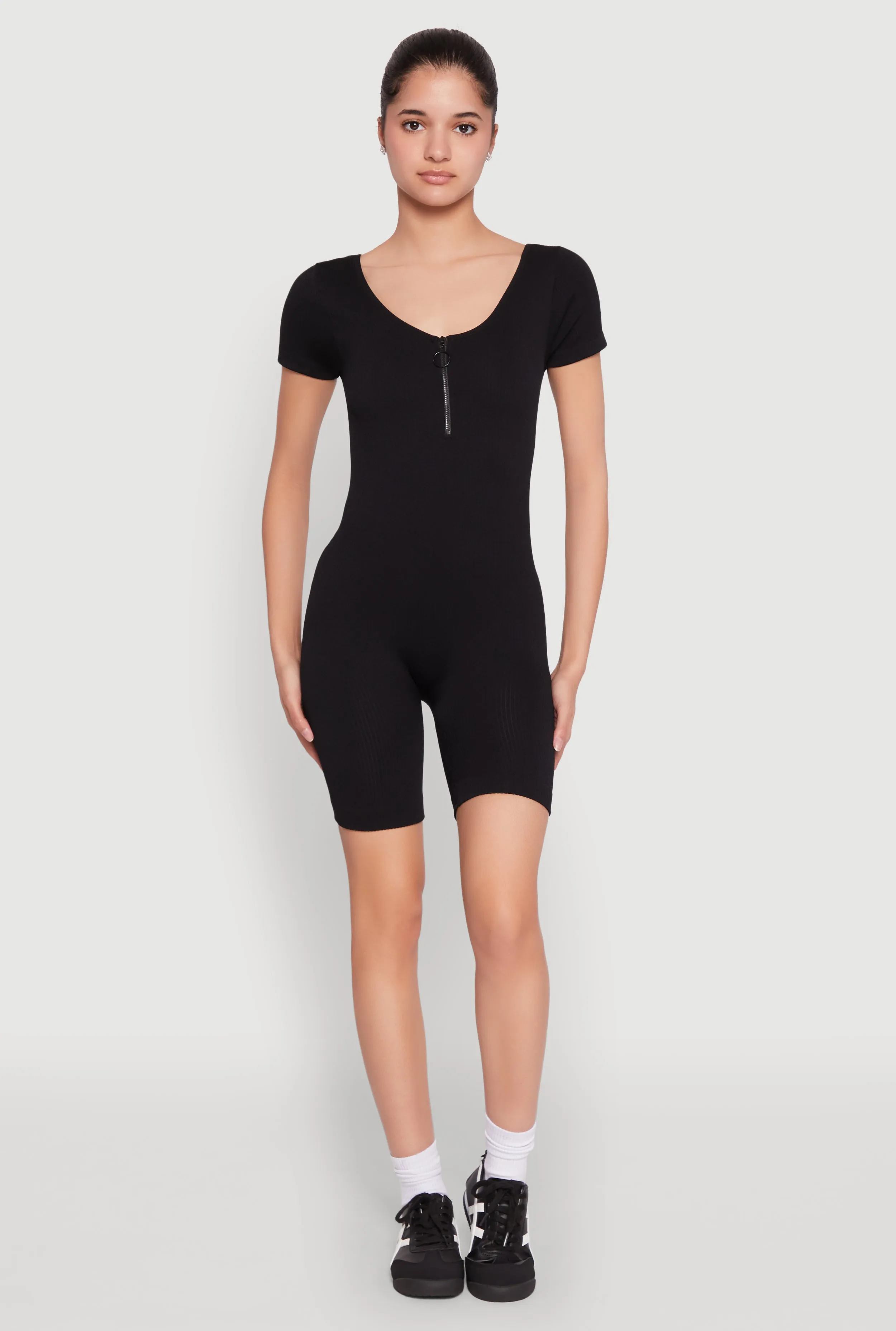 Rib Knit Short Sleeve Romper sold by Rainbow product image thumbnail 2