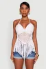 Tie Back Crochet Fringe Halter Top sold by Rainbow