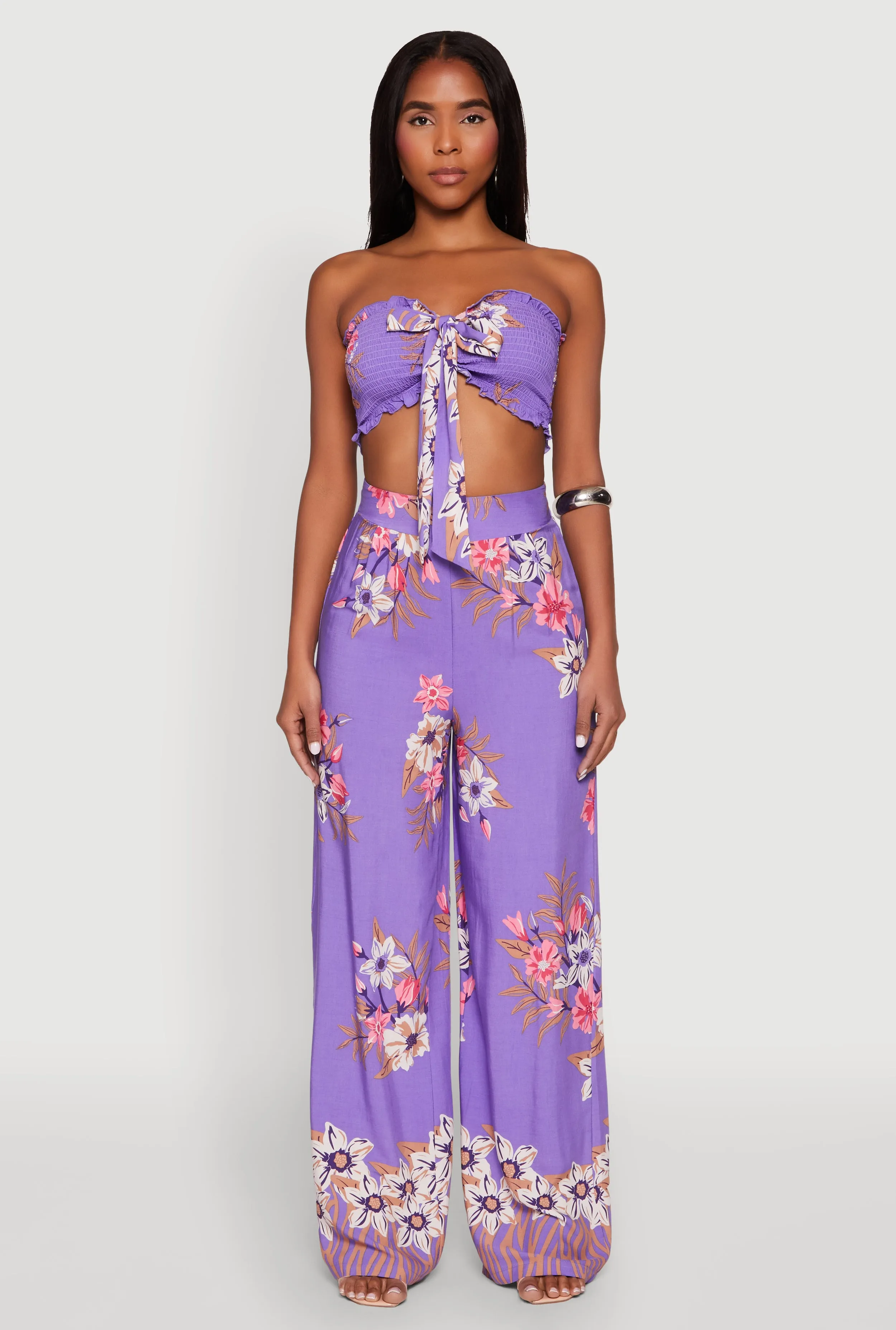 Floral Smocked Tie Front Tube Top sold by Rainbow product image thumbnail 2