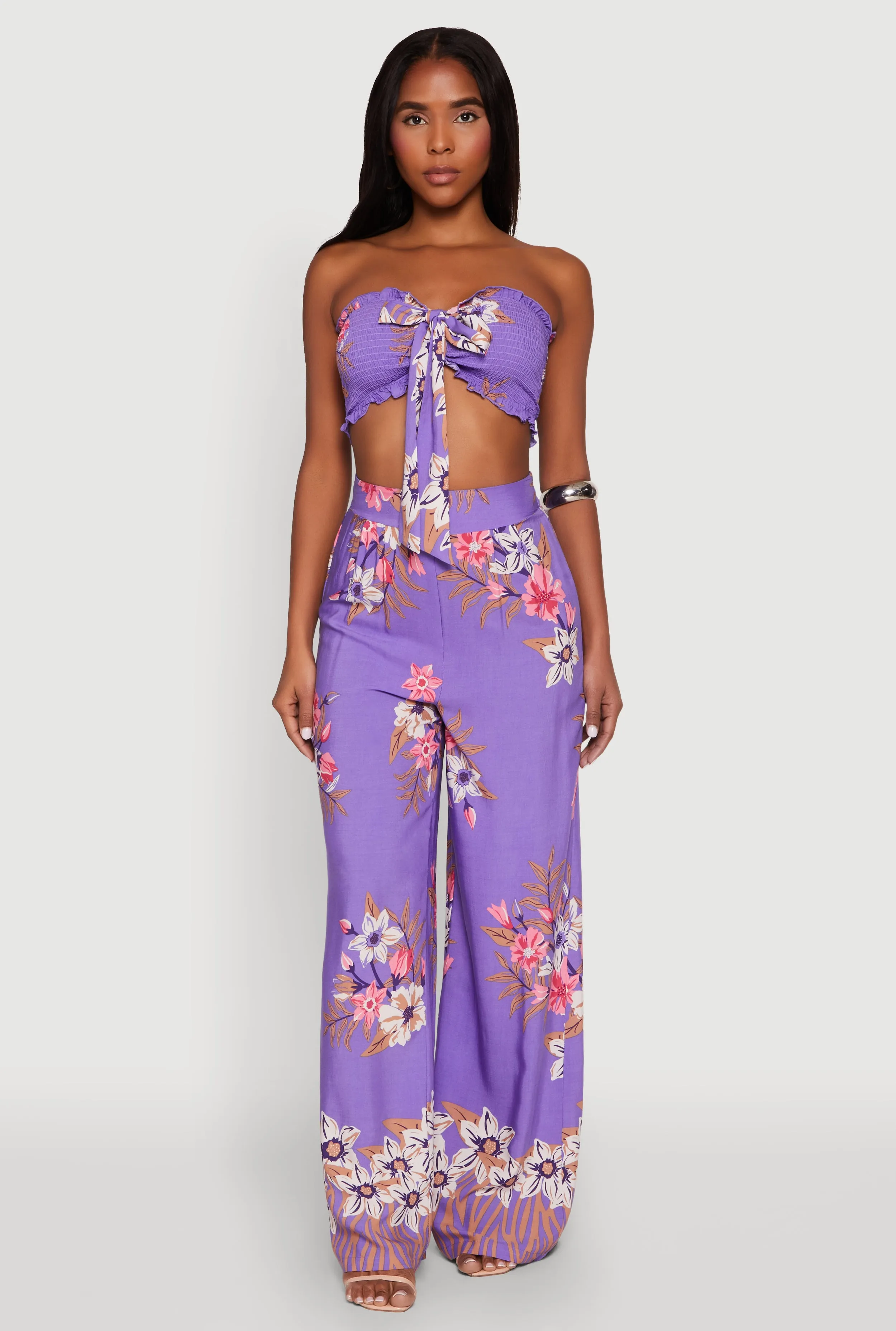 Floral Smocked Tie Front Tube Top sold by Rainbow product image thumbnail 3