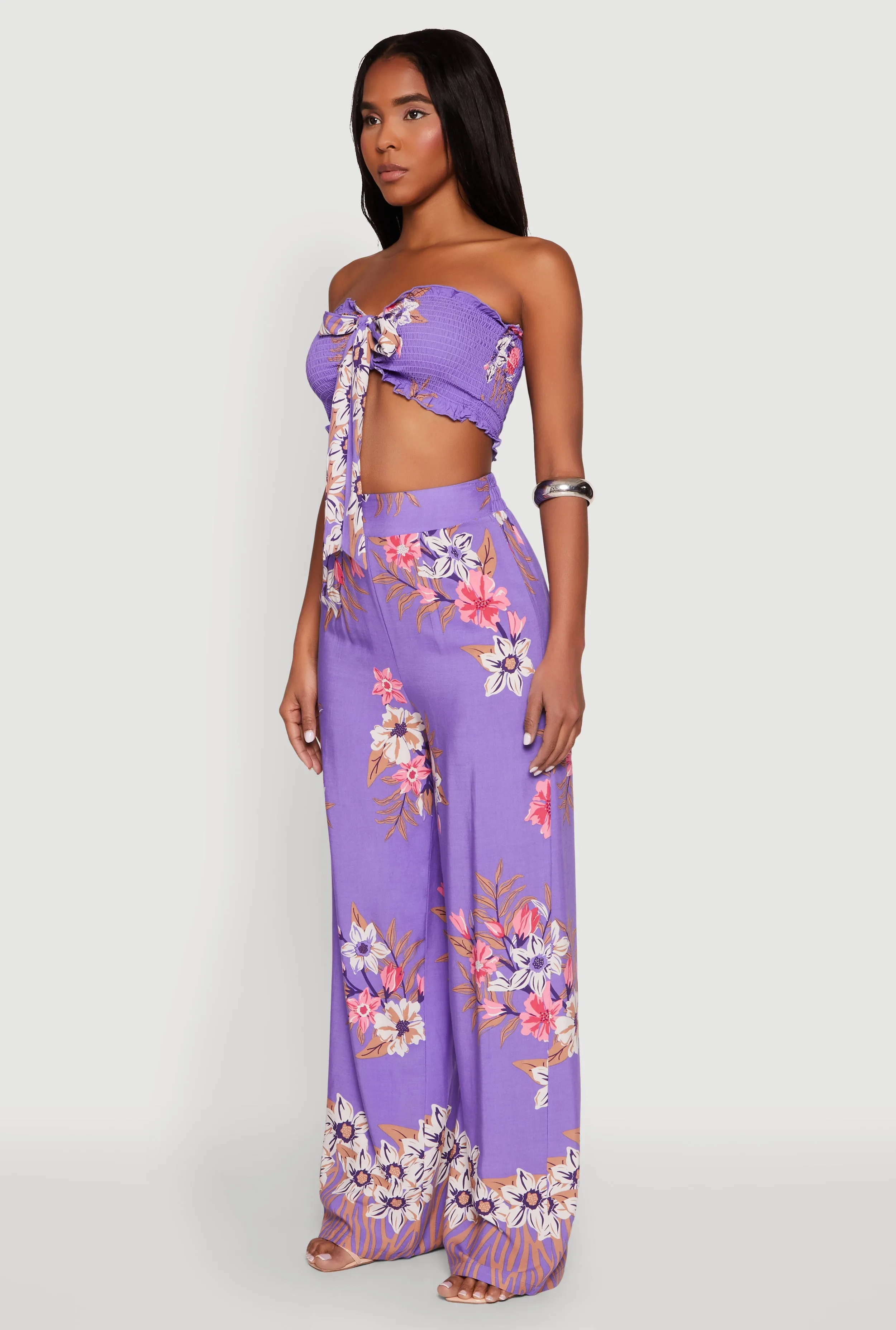 Floral Smocked Tie Front Tube Top sold by Rainbow product image thumbnail 5