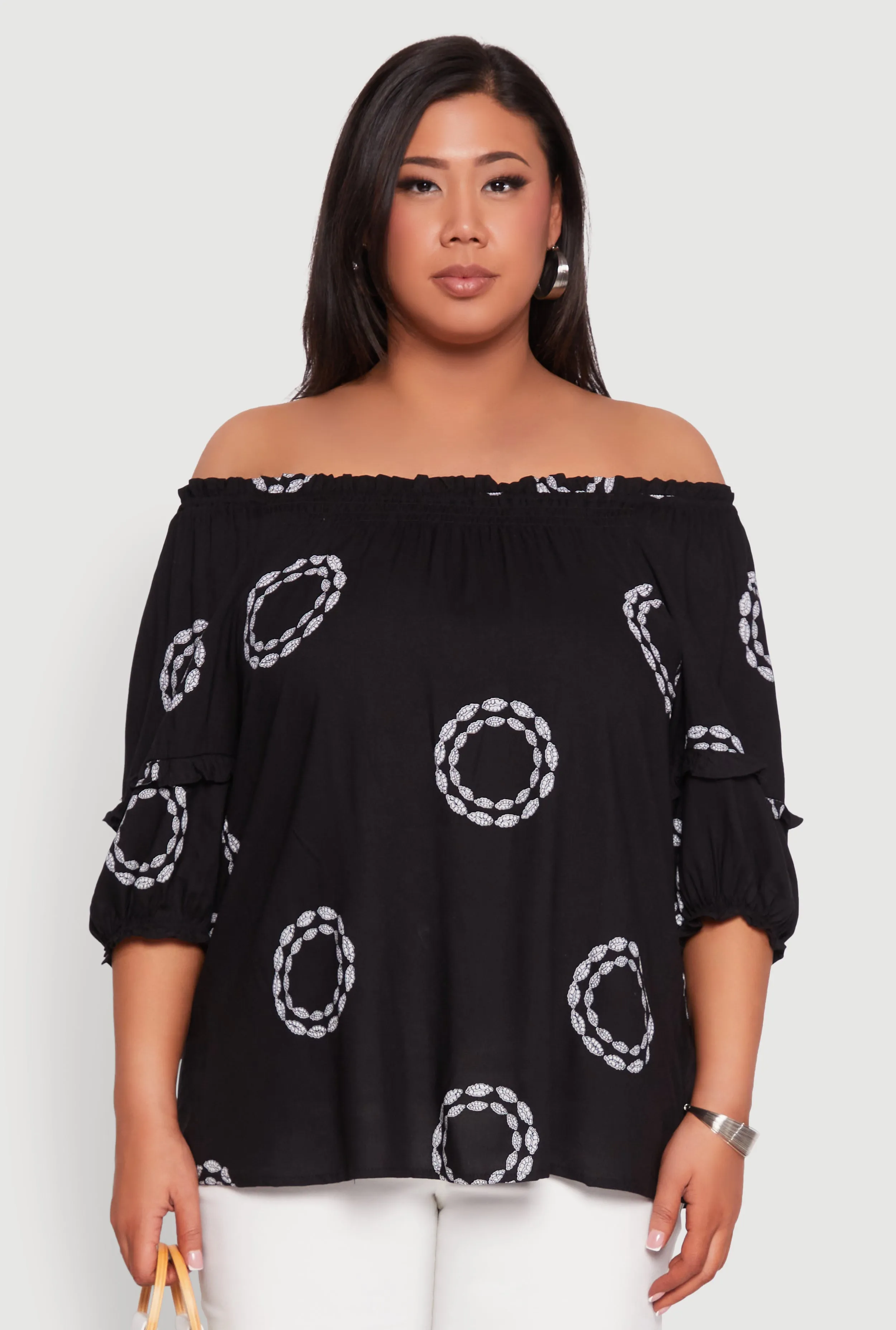Plus Size Circle Print Off The Shoulder Top sold by Rainbow product image thumbnail 2