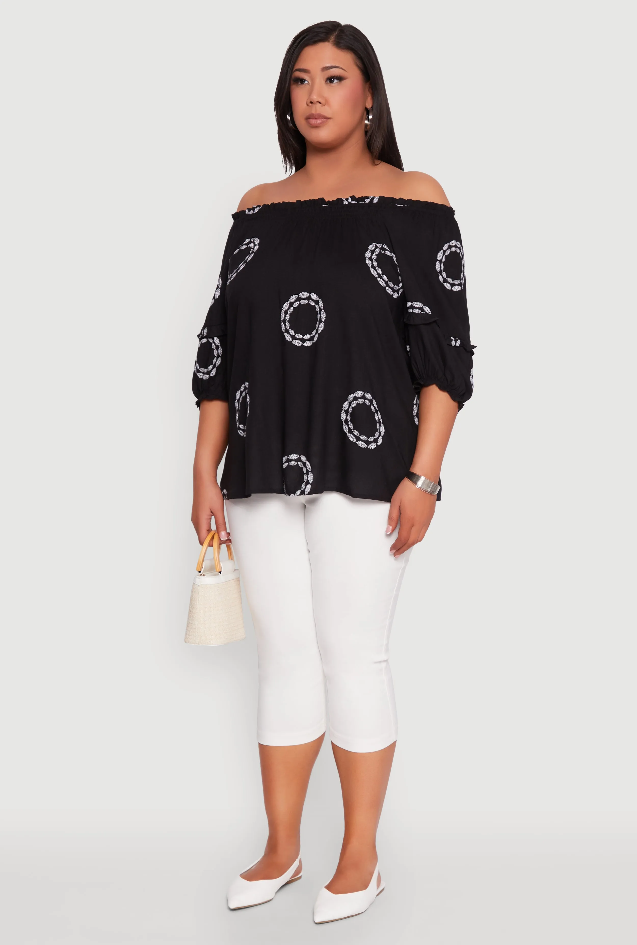 Plus Size Circle Print Off The Shoulder Top sold by Rainbow product image thumbnail 5