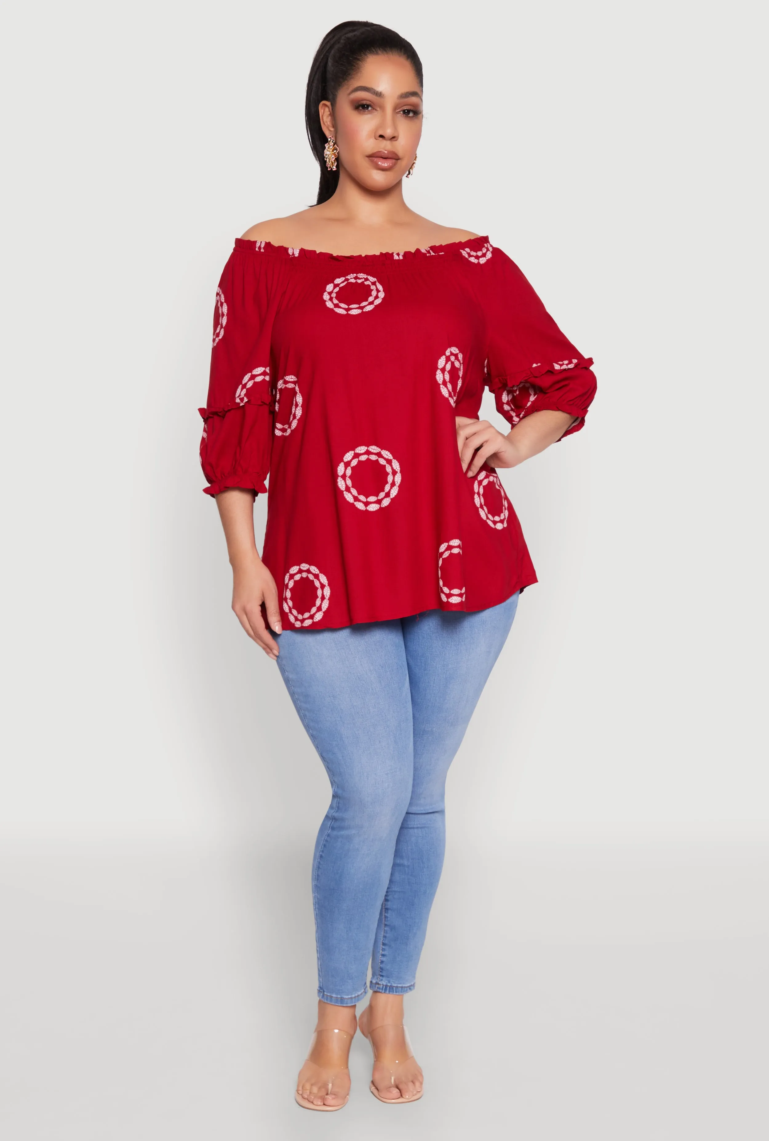 Plus Size Circle Print Off The Shoulder Top sold by Rainbow product image thumbnail 3