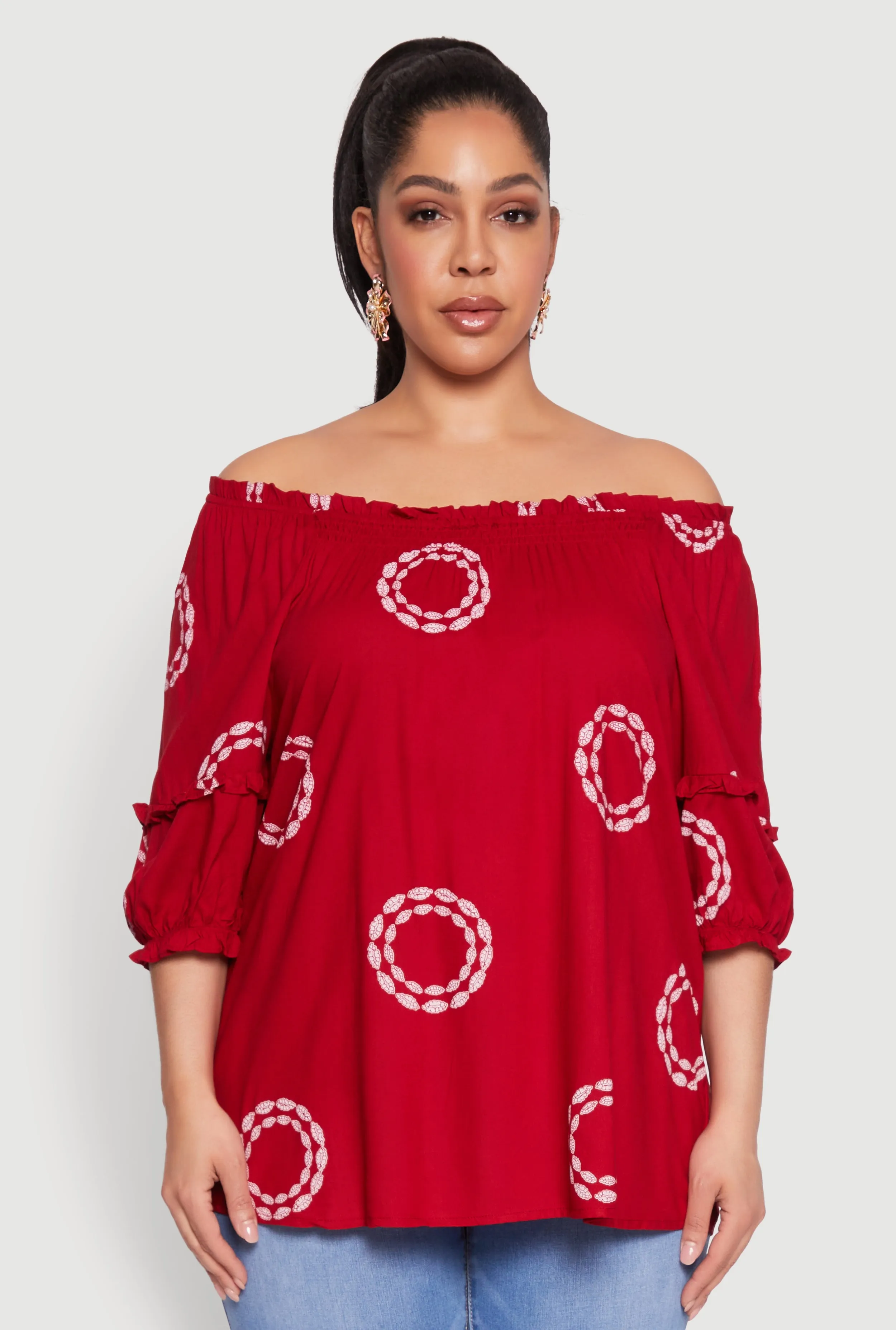 Plus Size Circle Print Off The Shoulder Top sold by Rainbow product image thumbnail 2