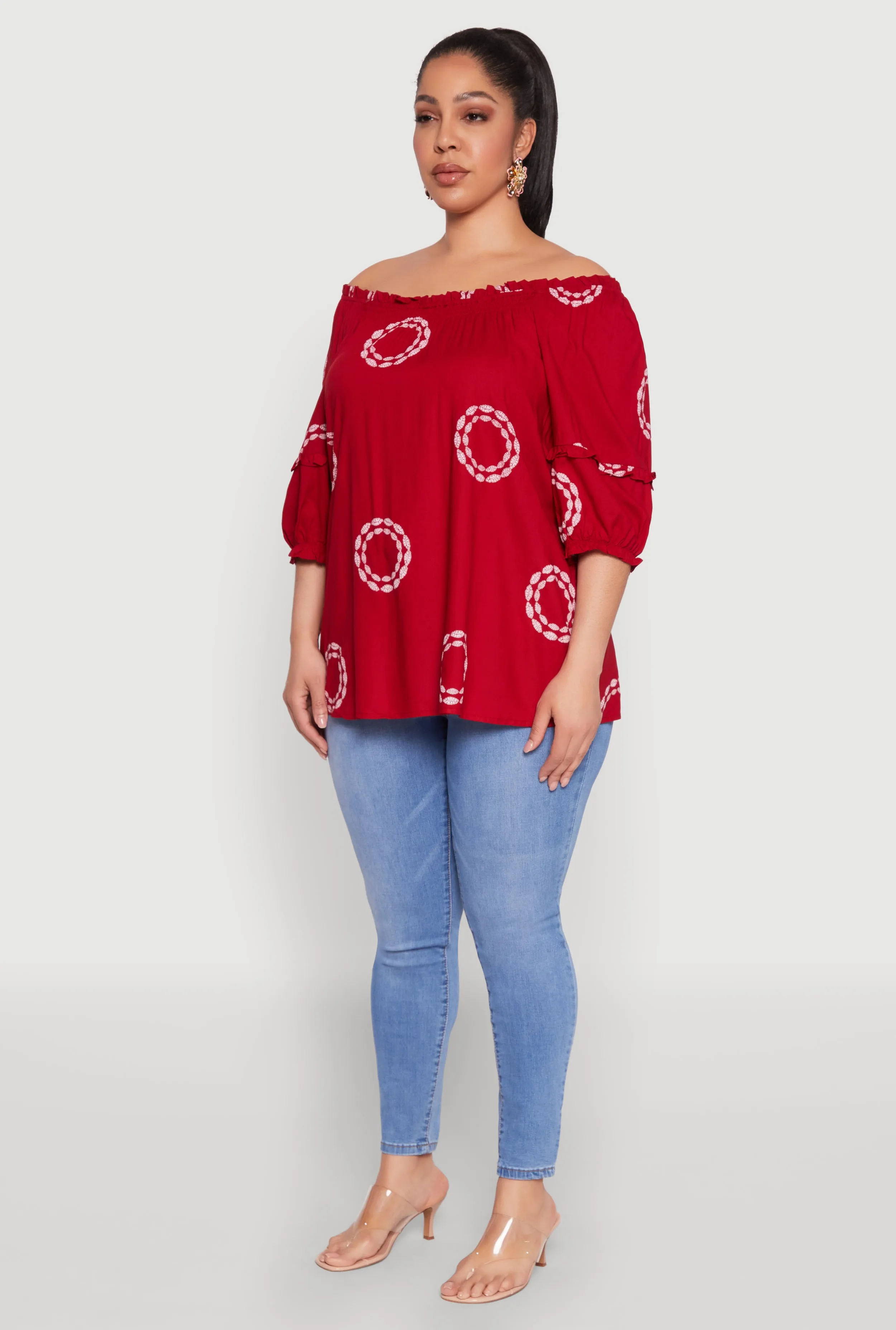 Plus Size Circle Print Off The Shoulder Top sold by Rainbow product image thumbnail 5