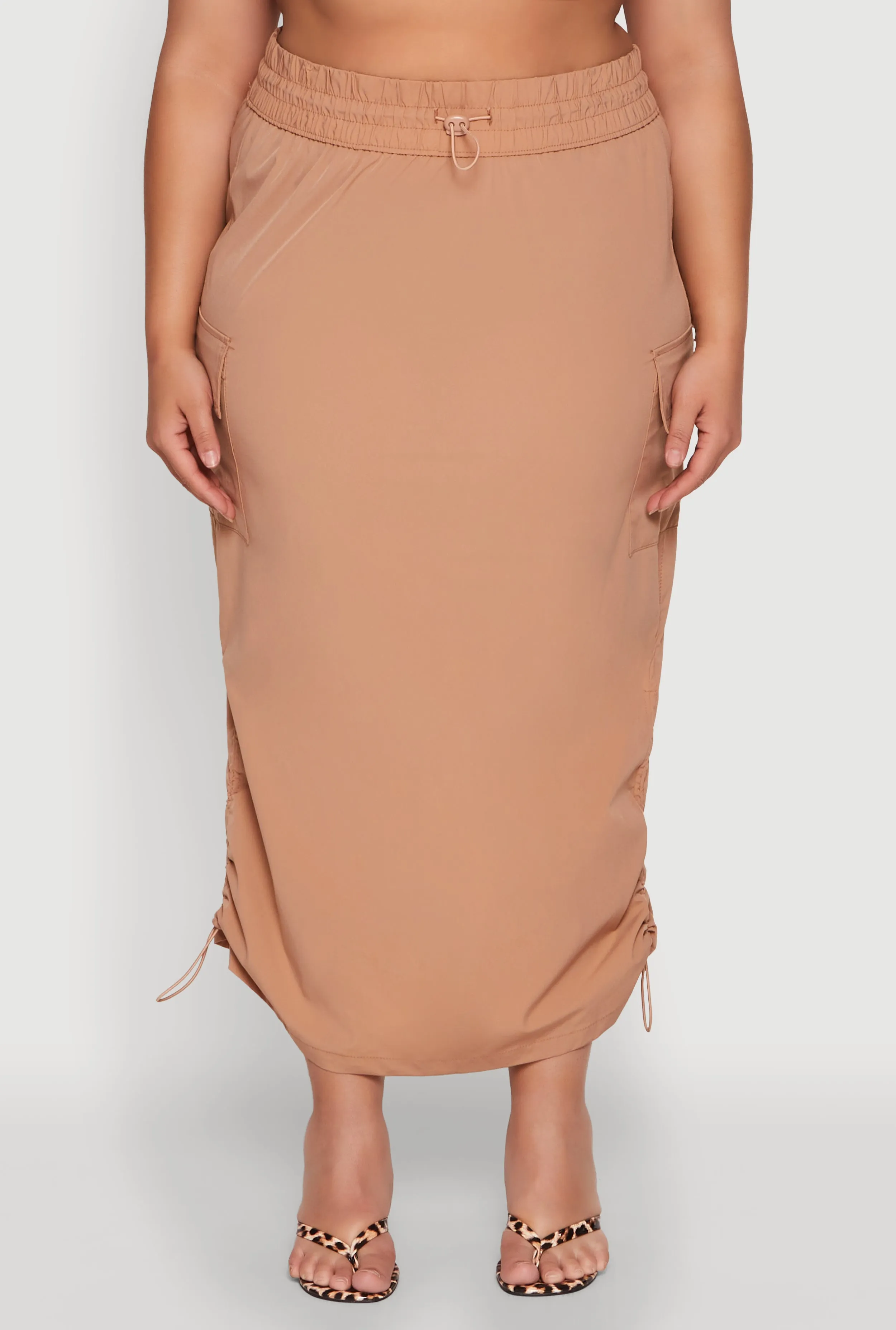 Plus Size Nylon Toggle Drawstring Maxi Skirt sold by Rainbow product image thumbnail 3