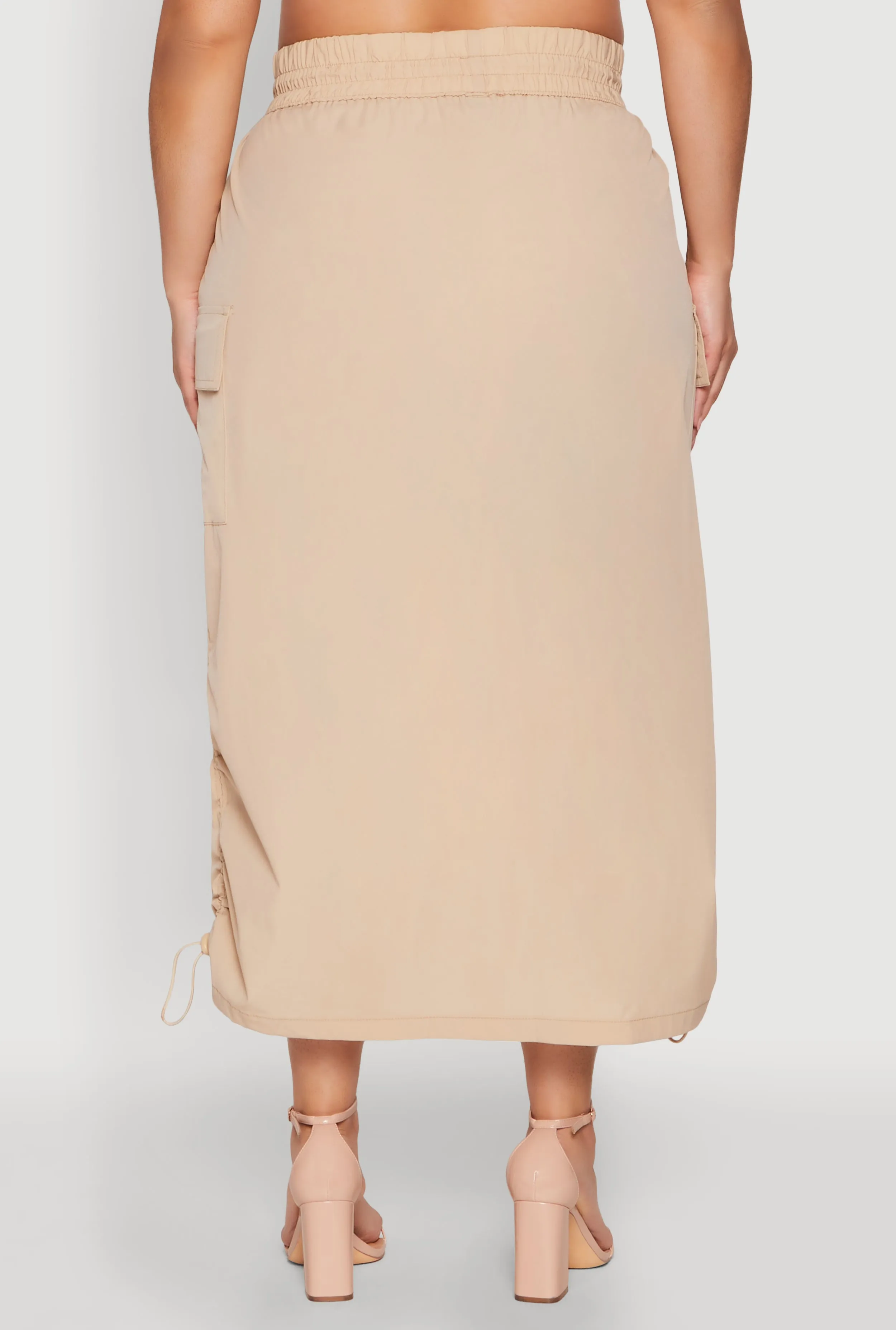 Plus Size Nylon Drawstring Cargo Maxi Skirt sold by Rainbow product image thumbnail 5