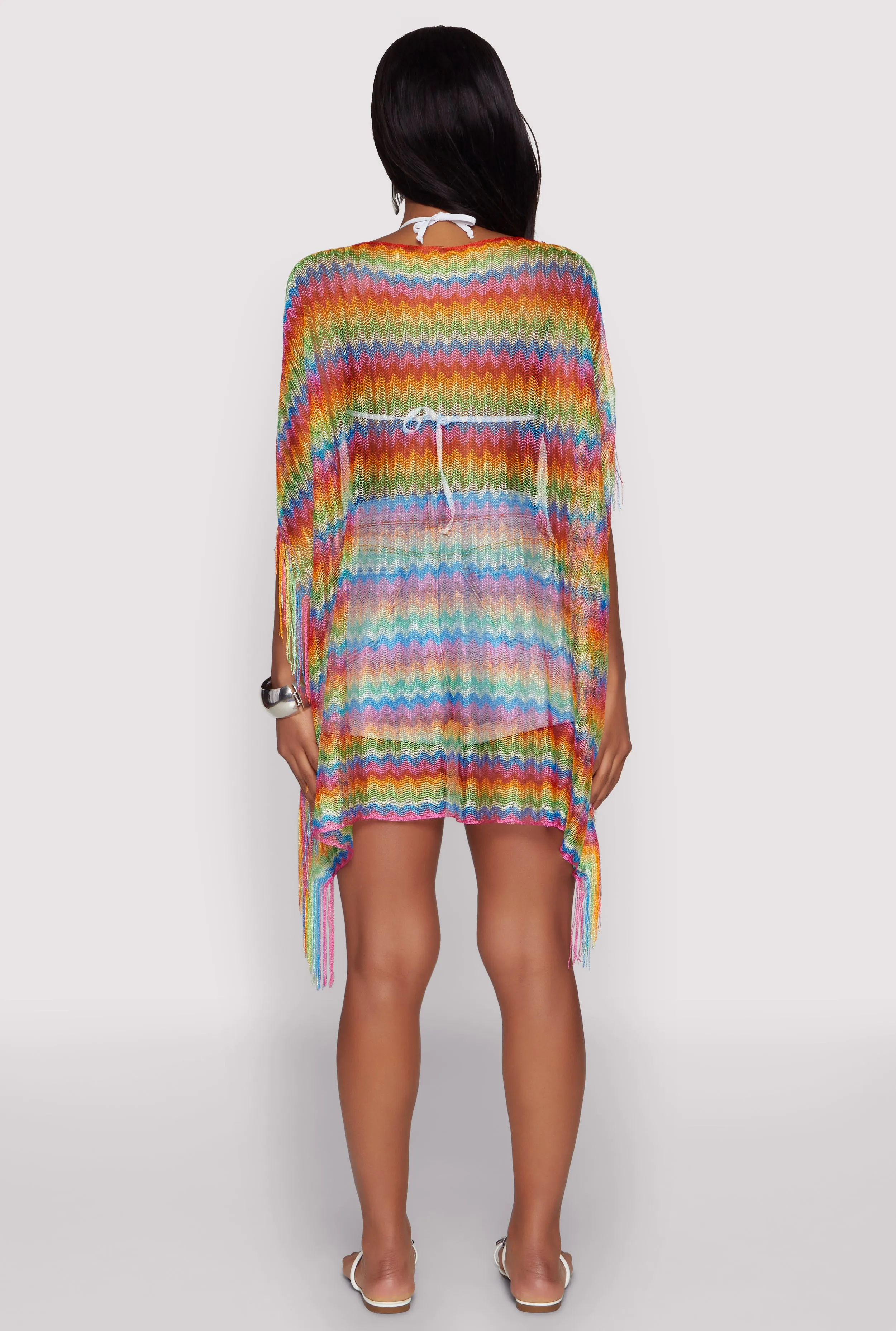 Chevron Striped Fringe Cover Up sold by Rainbow product image thumbnail 5