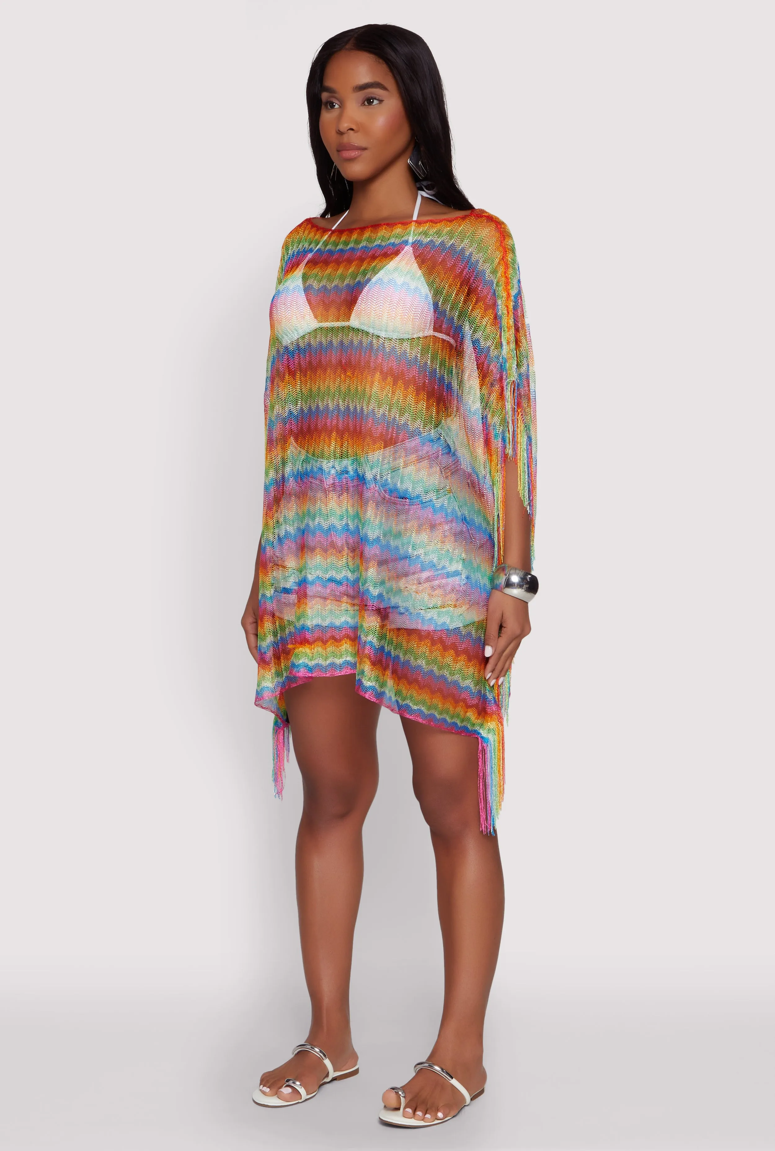 Chevron Striped Fringe Cover Up sold by Rainbow product image thumbnail 3