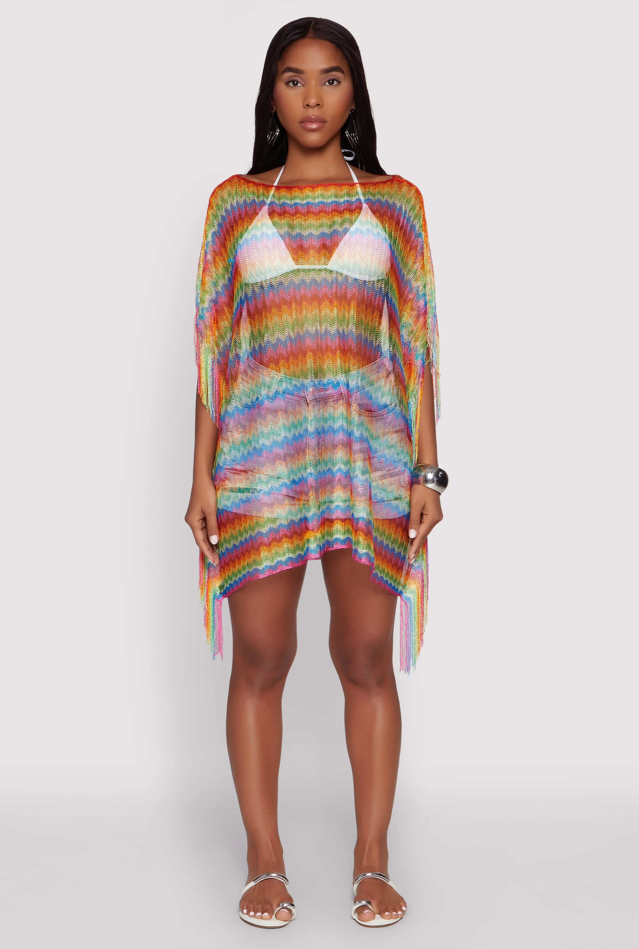 Chevron Striped Fringe Cover Up sold by Rainbow product image thumbnail 2