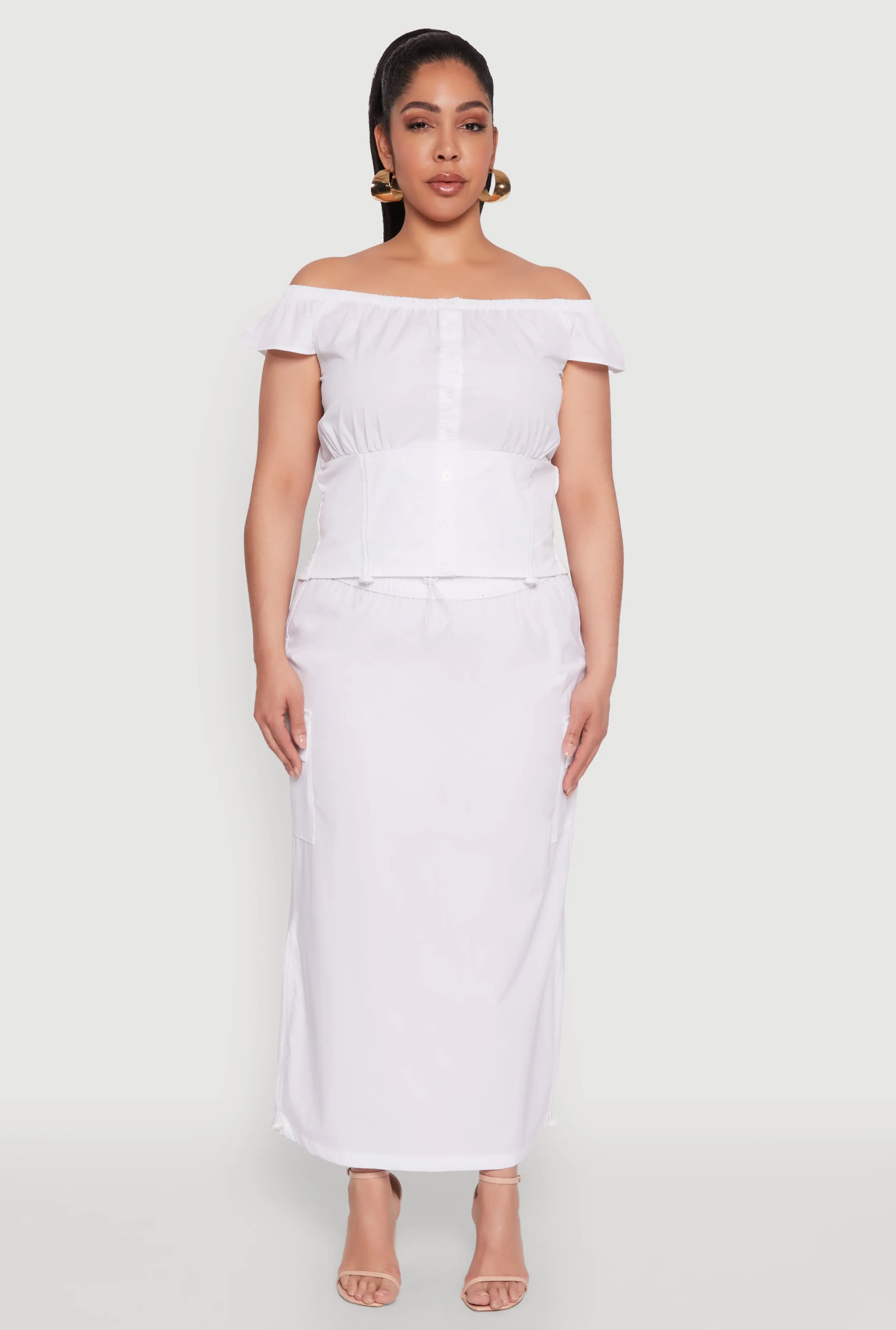 Plus Size Nylon Drawstring Off the Shoulder Top sold by Rainbow product image thumbnail 3