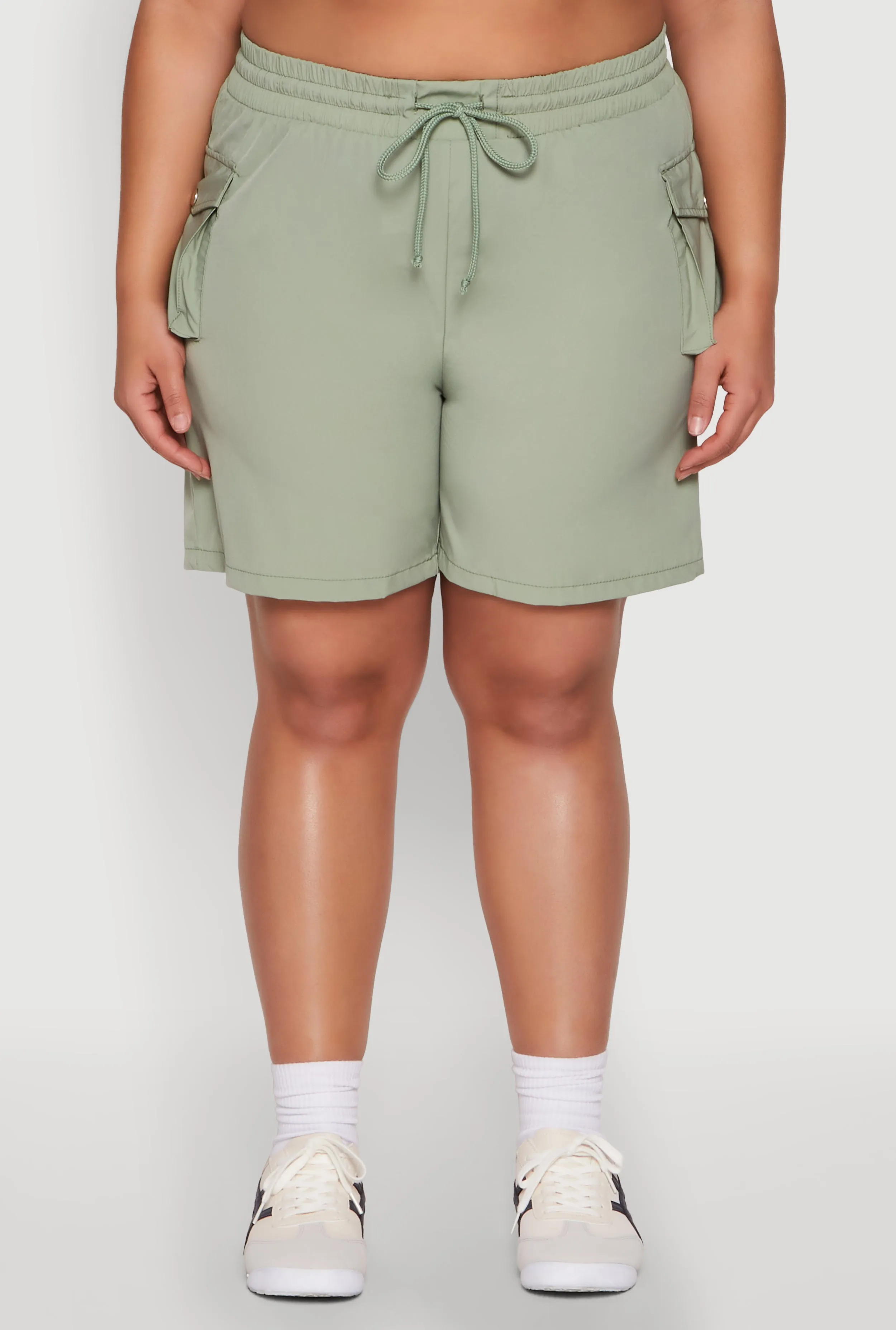 Plus Size Drawstring High Waisted Cargo Shorts sold by Rainbow product image thumbnail 3