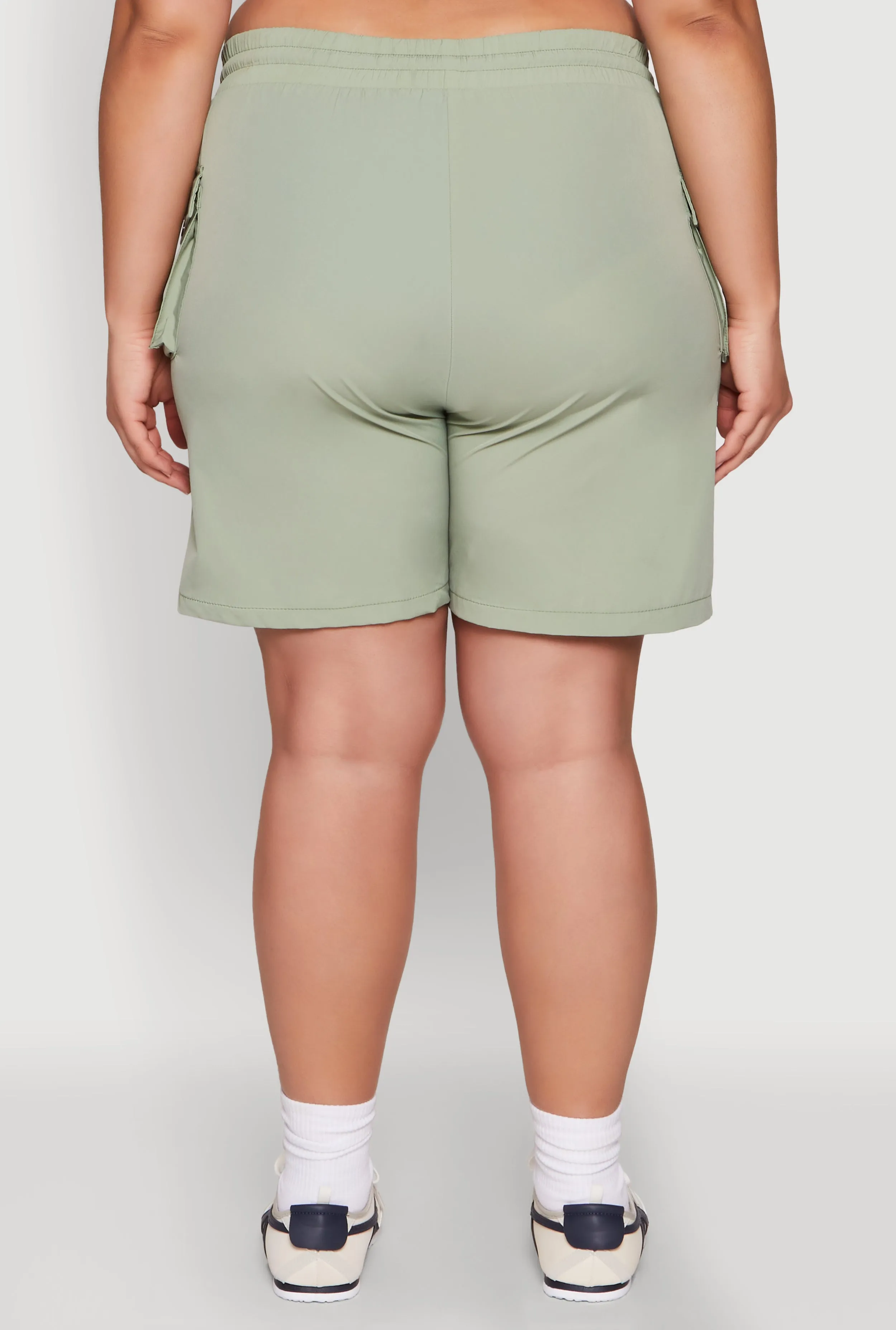 Plus Size Drawstring High Waisted Cargo Shorts sold by Rainbow product image thumbnail 5